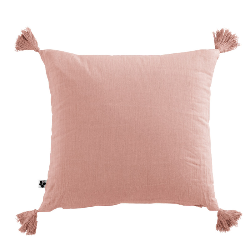 Coussin déco déhoussable 100% coton L'EFFET PAPILLON Rose