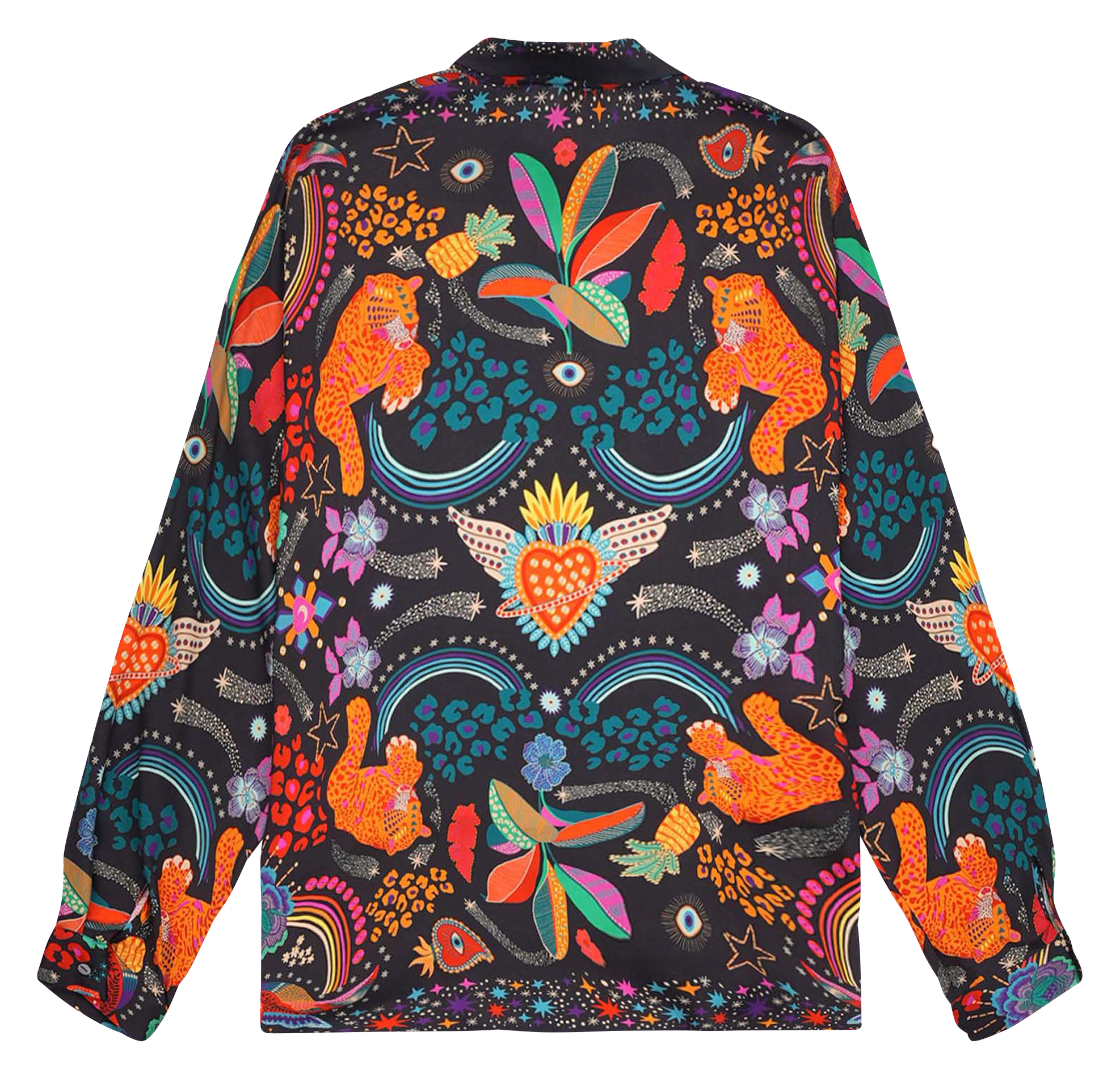 Gerade geschnittenes Hemd mit klassischem Kragen und Print Schwarz