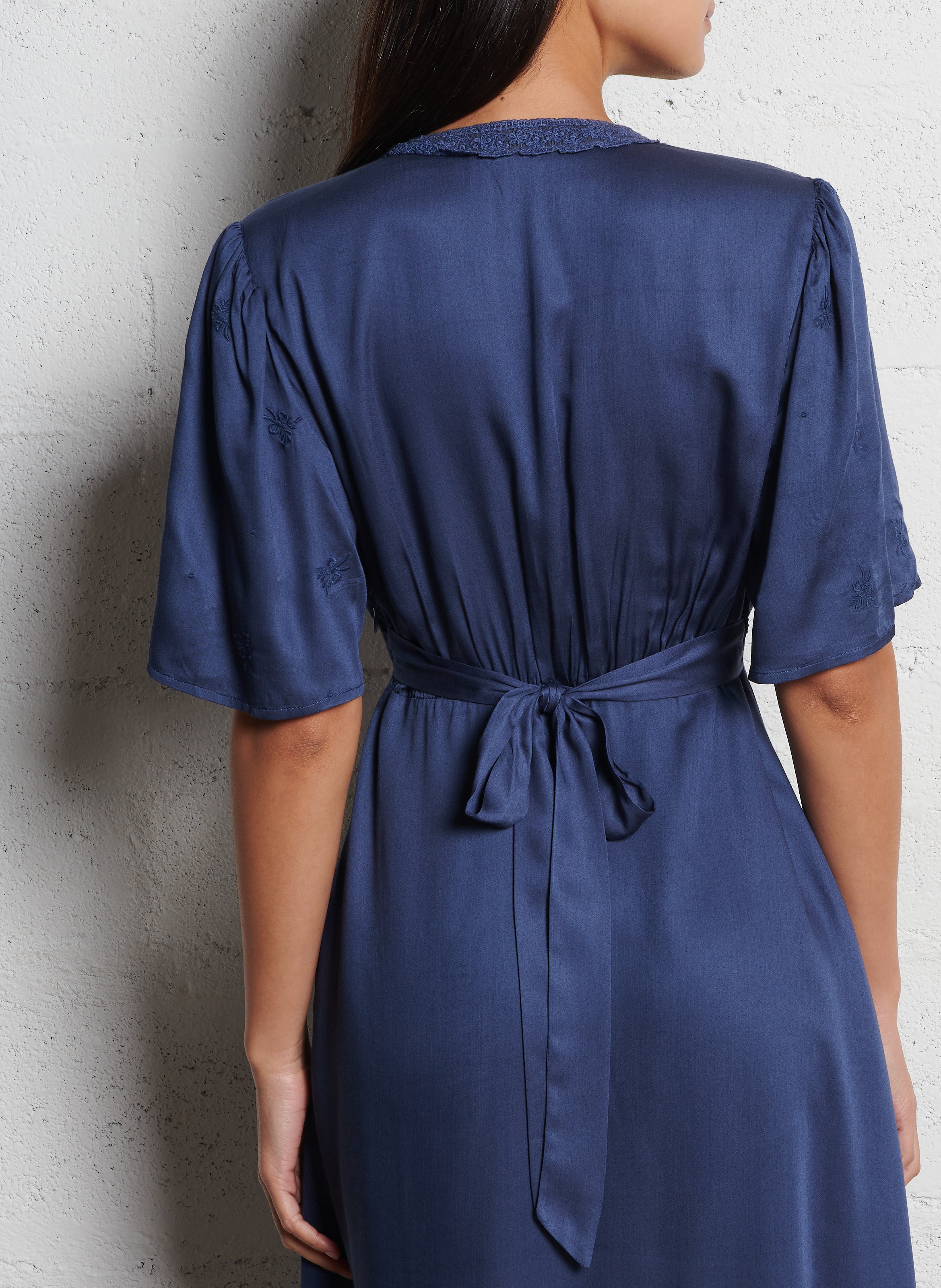 Robe midi col V LOUISE MISHA Blue