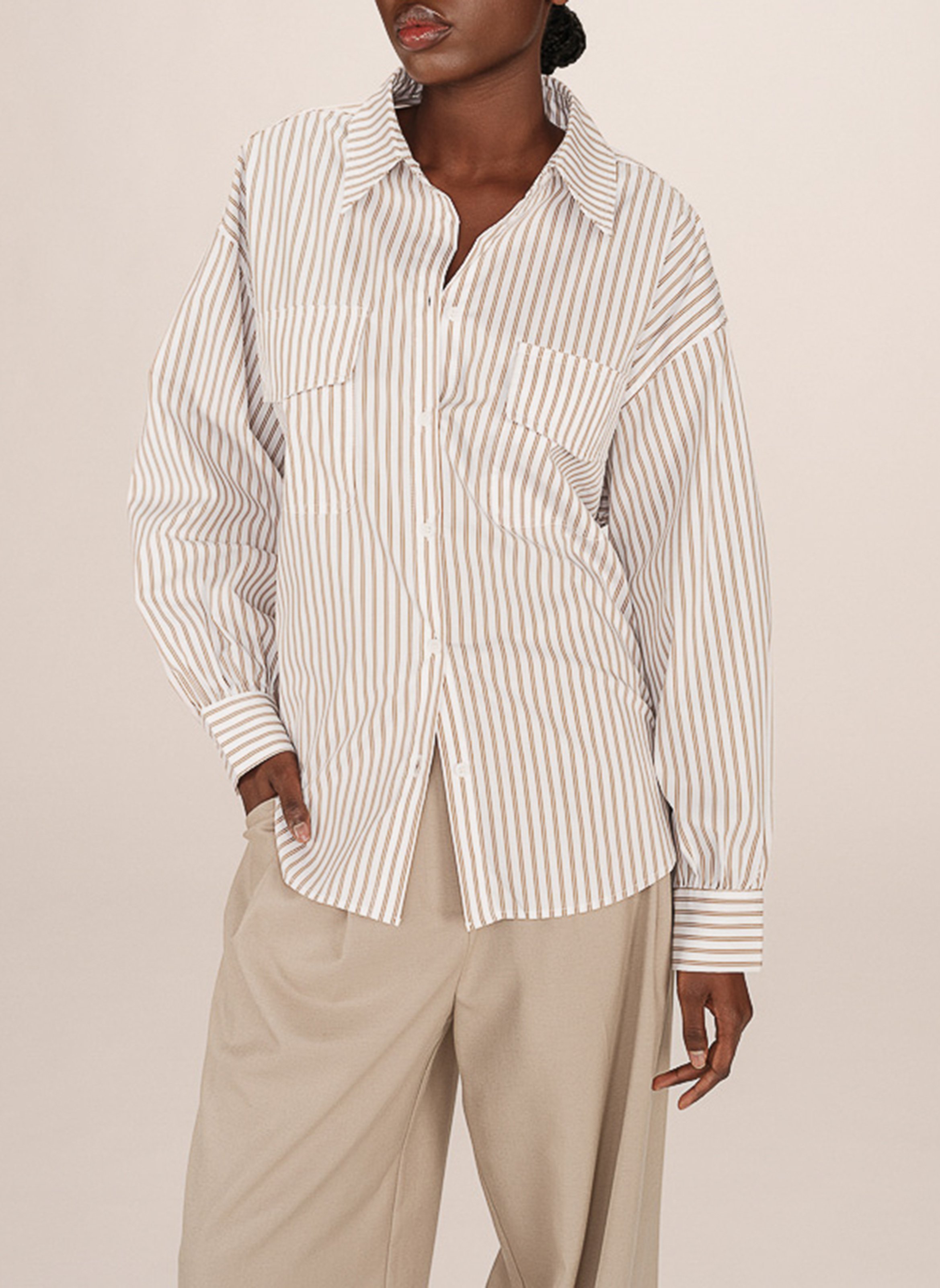 Cotton and linen shirt with classic collar GRACE ET MILA