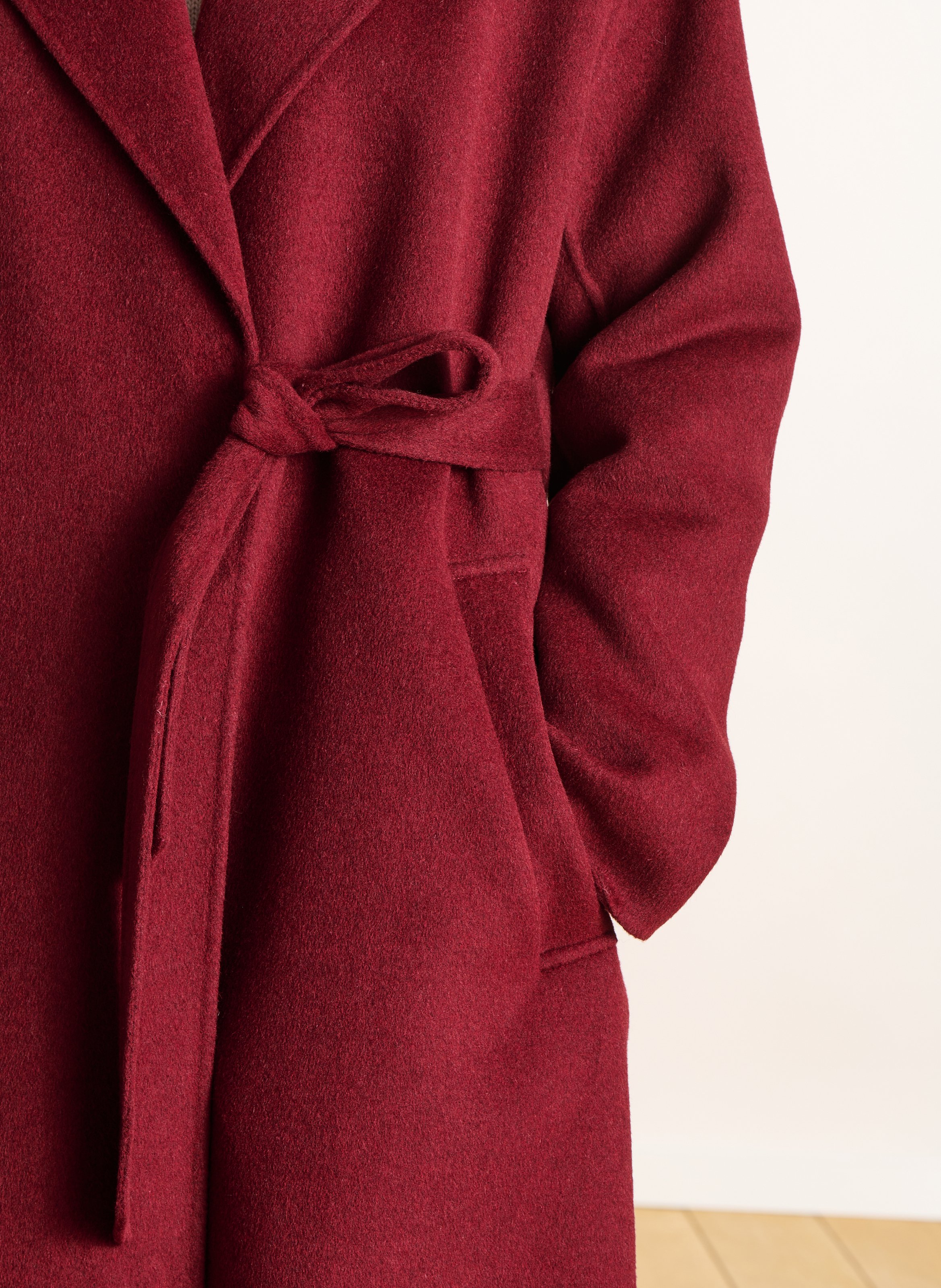 Manteau long col tailleur en laine recyclée mélangée LA FEE MARABOUTEE Marron