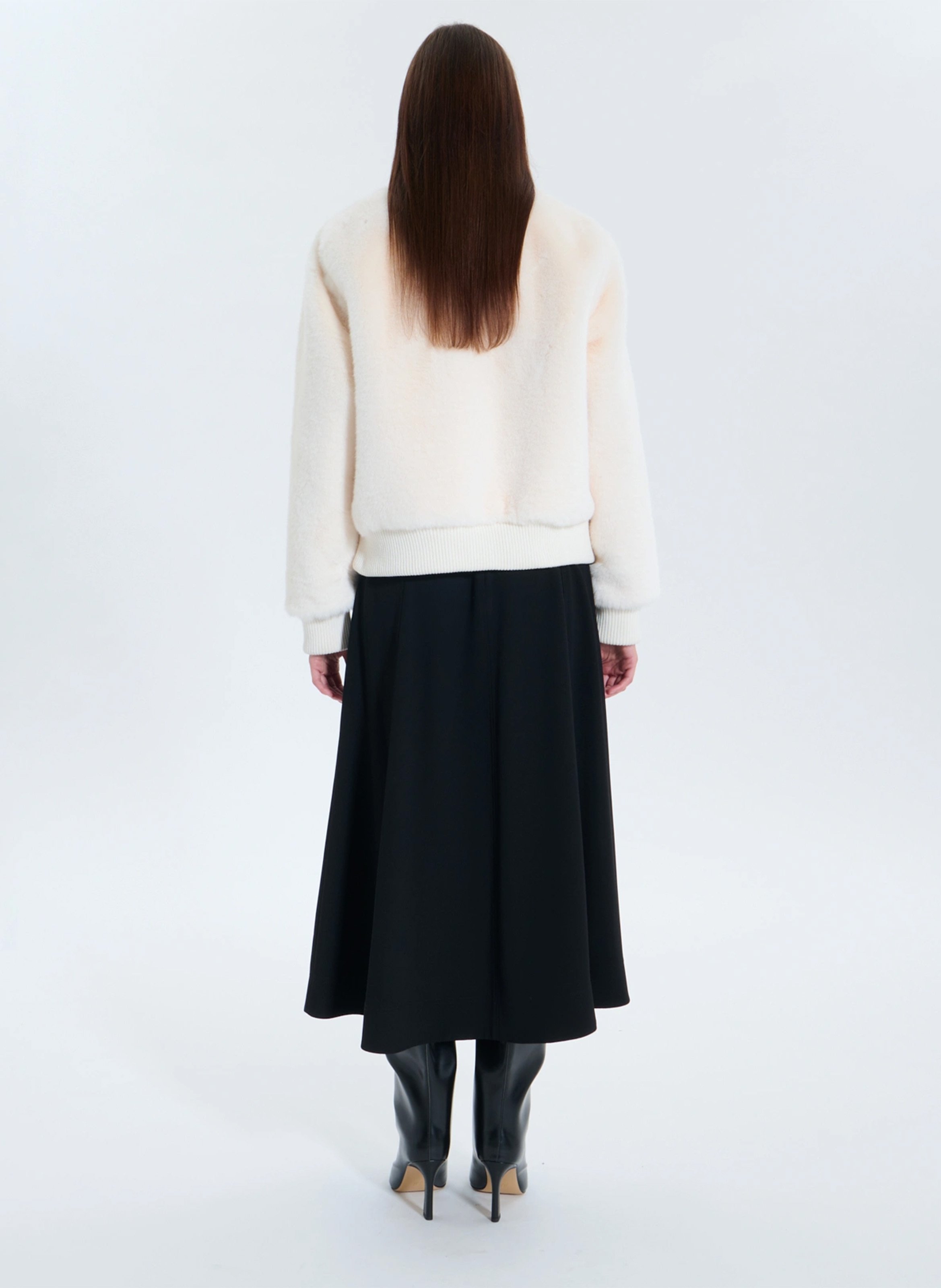 High-neck faux fur jacket ZAPA White