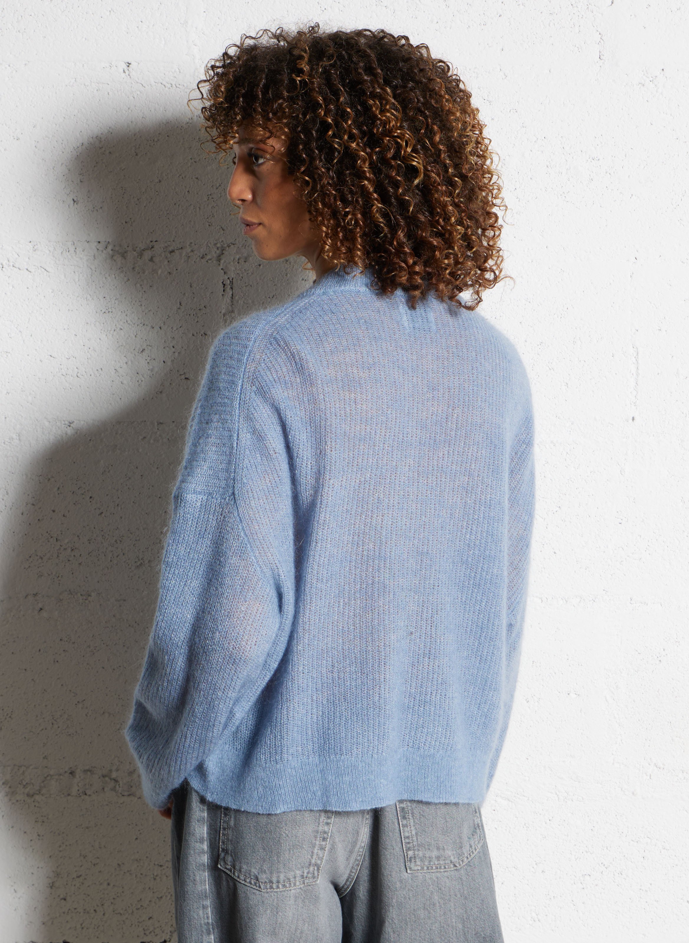 Wijde trui van mohairmix met V-hals BELLEROSE Grijs