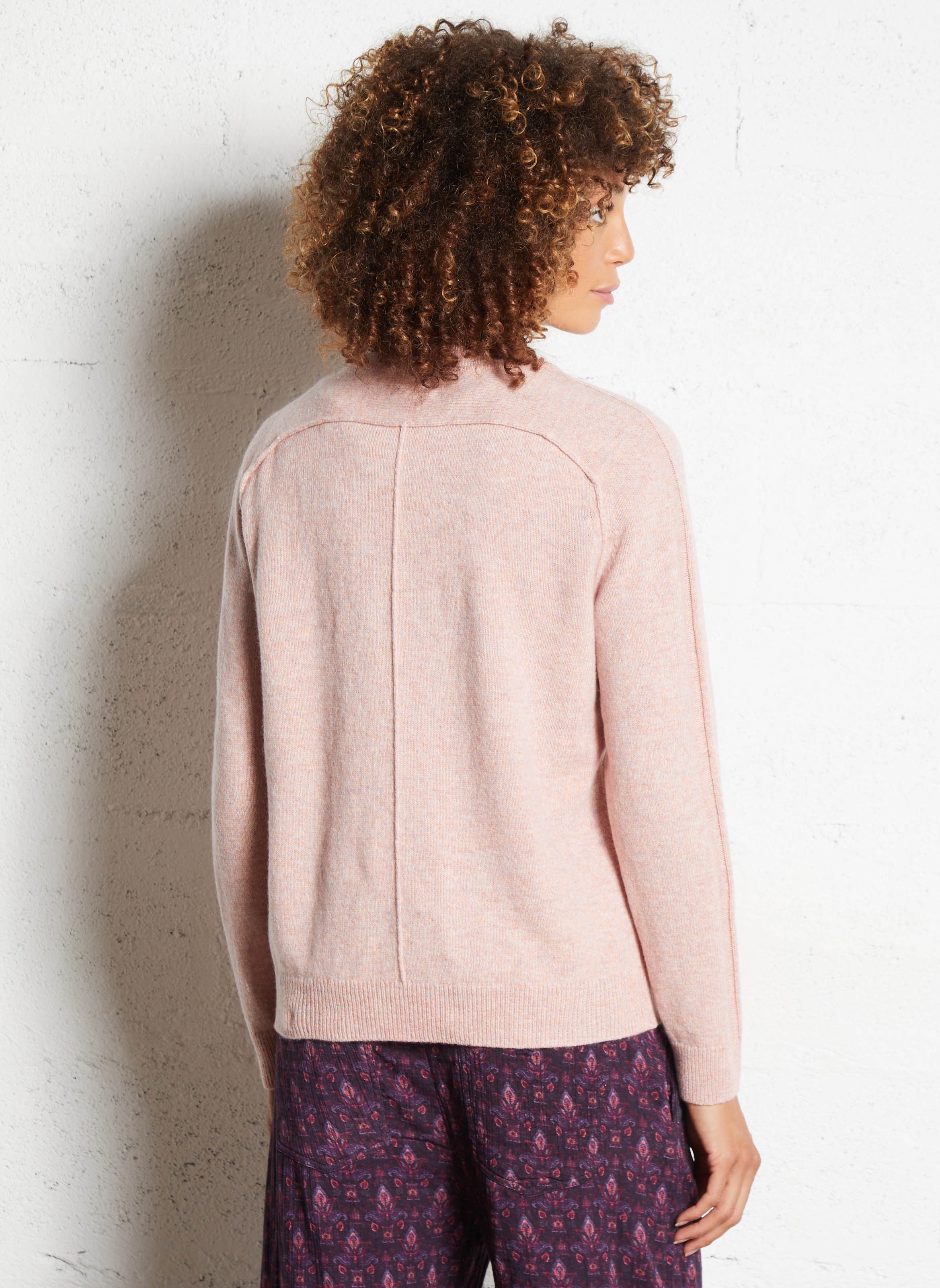 Pull col rond en laine MAISON 123 Rose