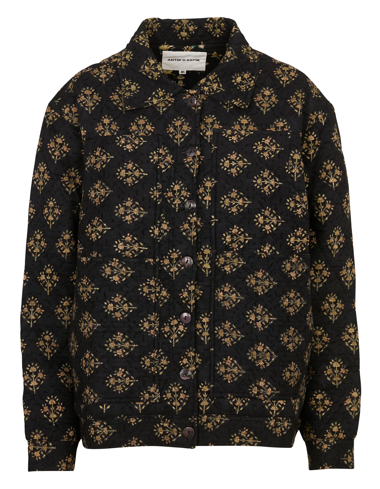 Weit geschnittene Blumenmuster-Jacke ANTIK BATIK Schwarz
