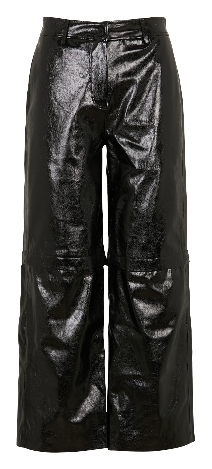 Wijde broek van imitatieleer BERENICE Zwart