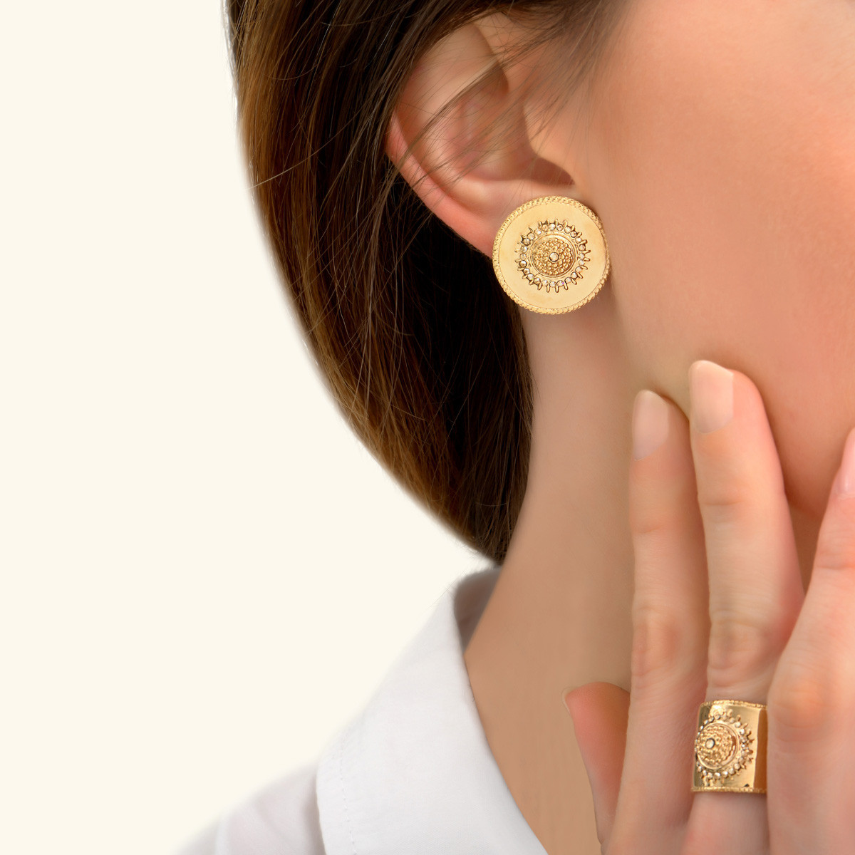 Metal and crystal prestige clip-on earrings SATELLITE PARIS No Color