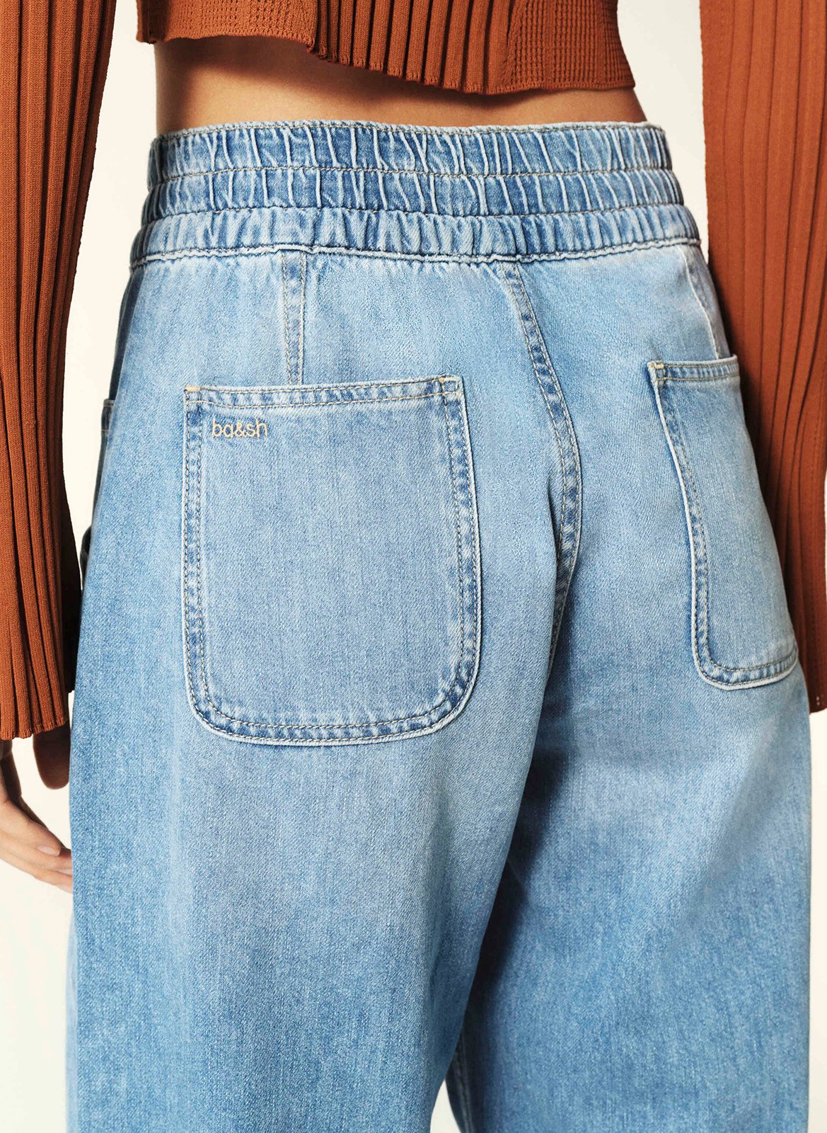 Wijde, katoenen broek met hoge taille BA&SH Blauw