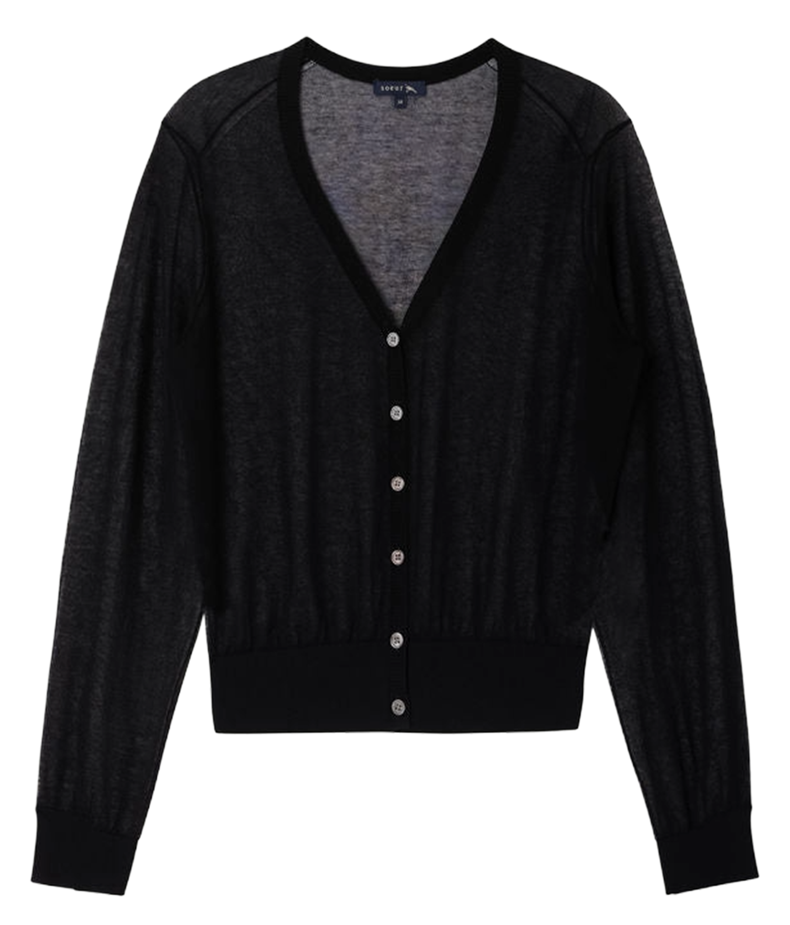 Cardigan col V en coton mélangé SOEUR Noir