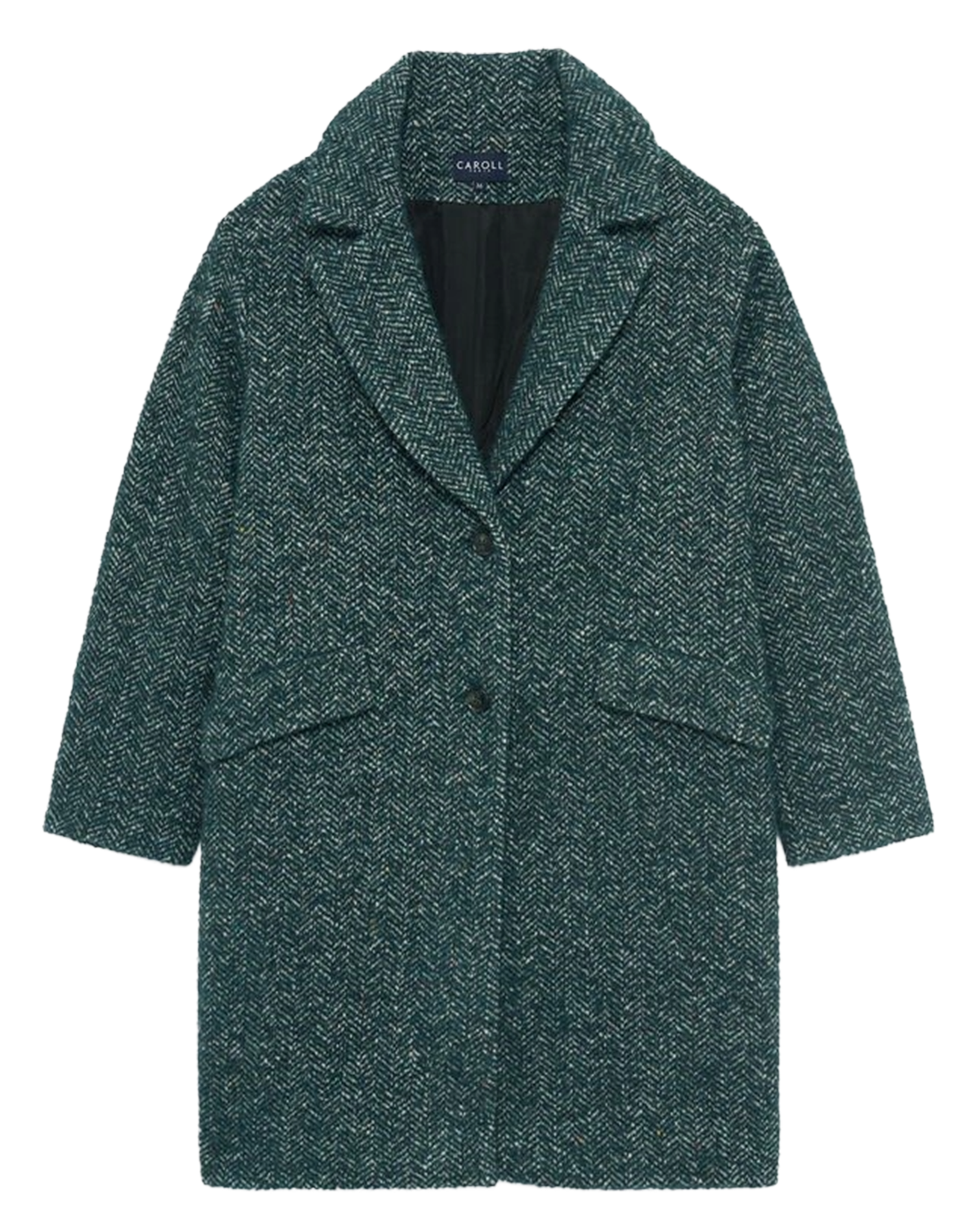 Manteau col tailleur en laine mélangée Bleu