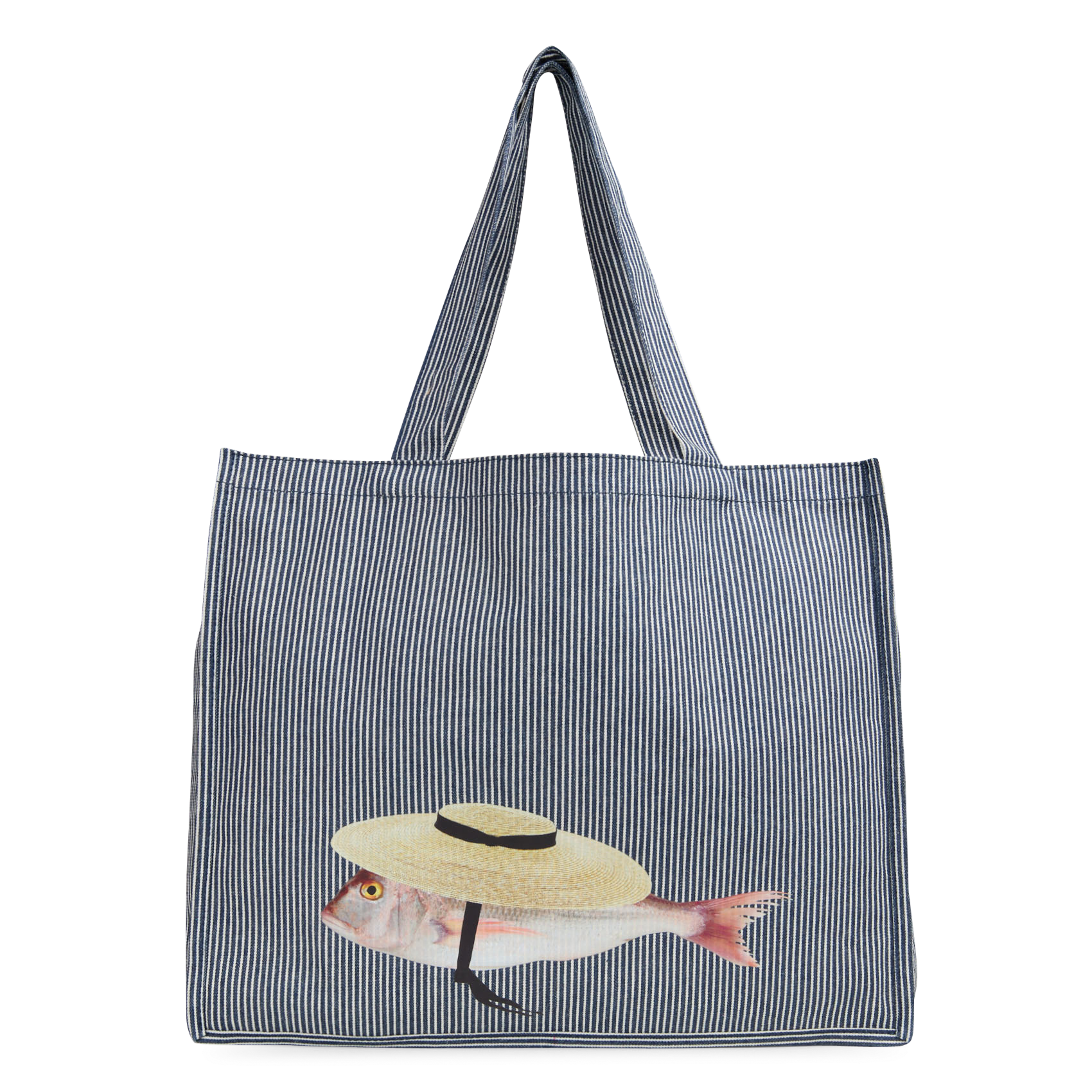 Sac cabas en coton rayé NICE THINGS Bleu