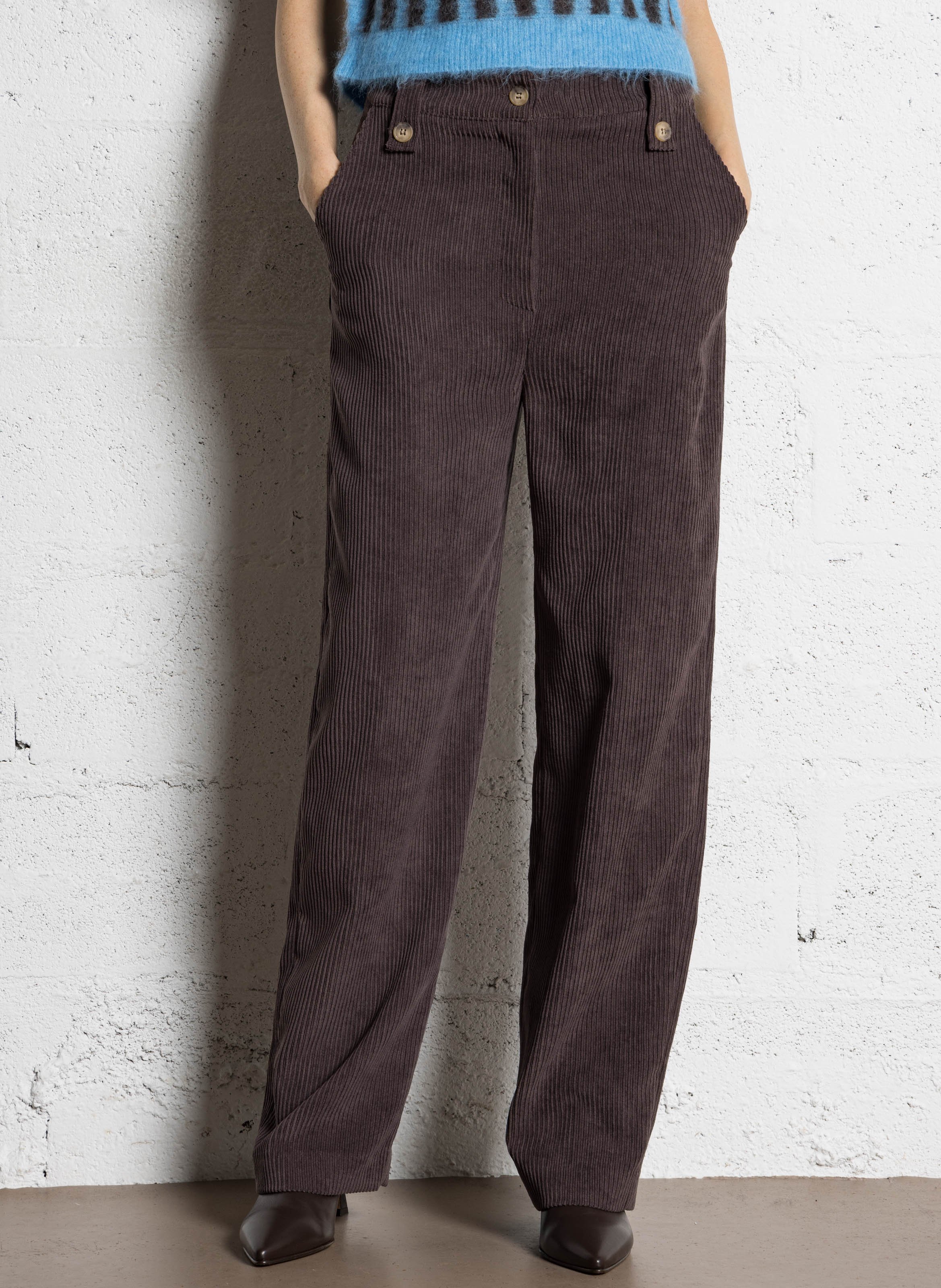 Pantalon droit en velours côtelé  SOPHIE+LUCIE Marron