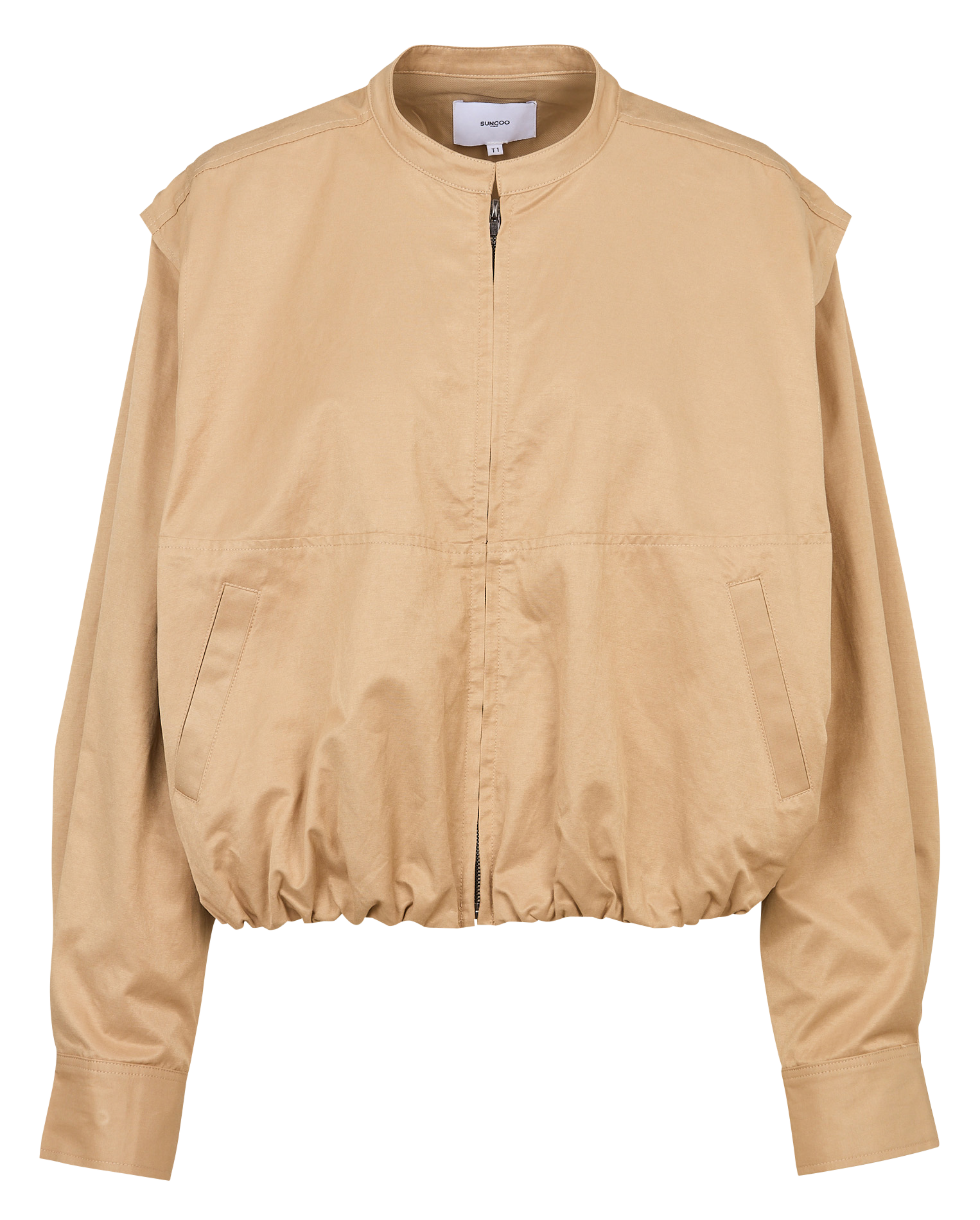 Veste courte unie à manches amovibles SUNCOO Beige
