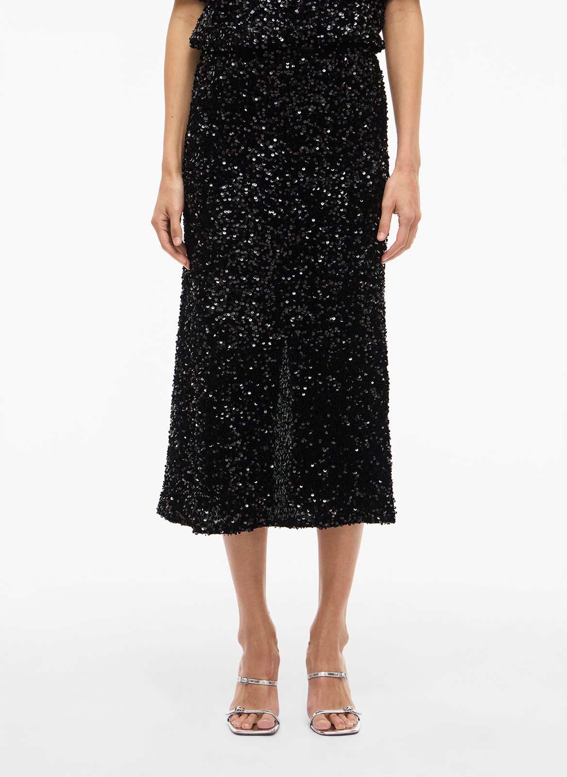 Lange rok met lovertjes VILA Zwart