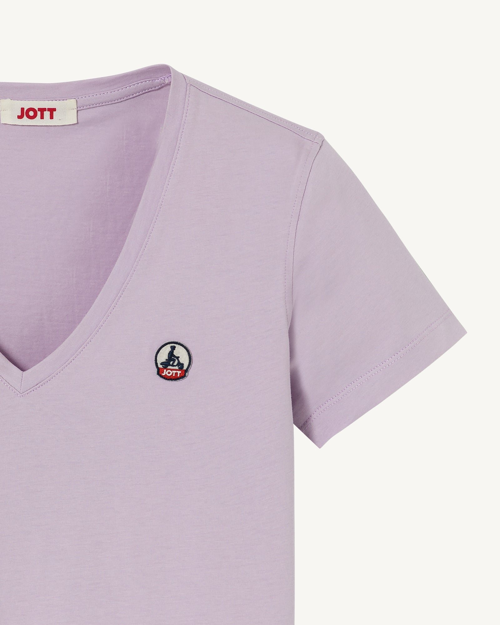 Solid V-neck t-shirt in organic cotton Cancun 2.0 JOTT Pink