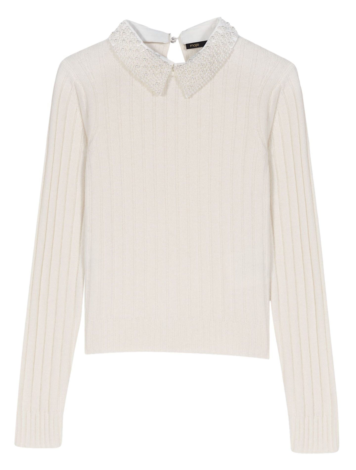 Pull col claudine en laine mélangée MAJE Beige