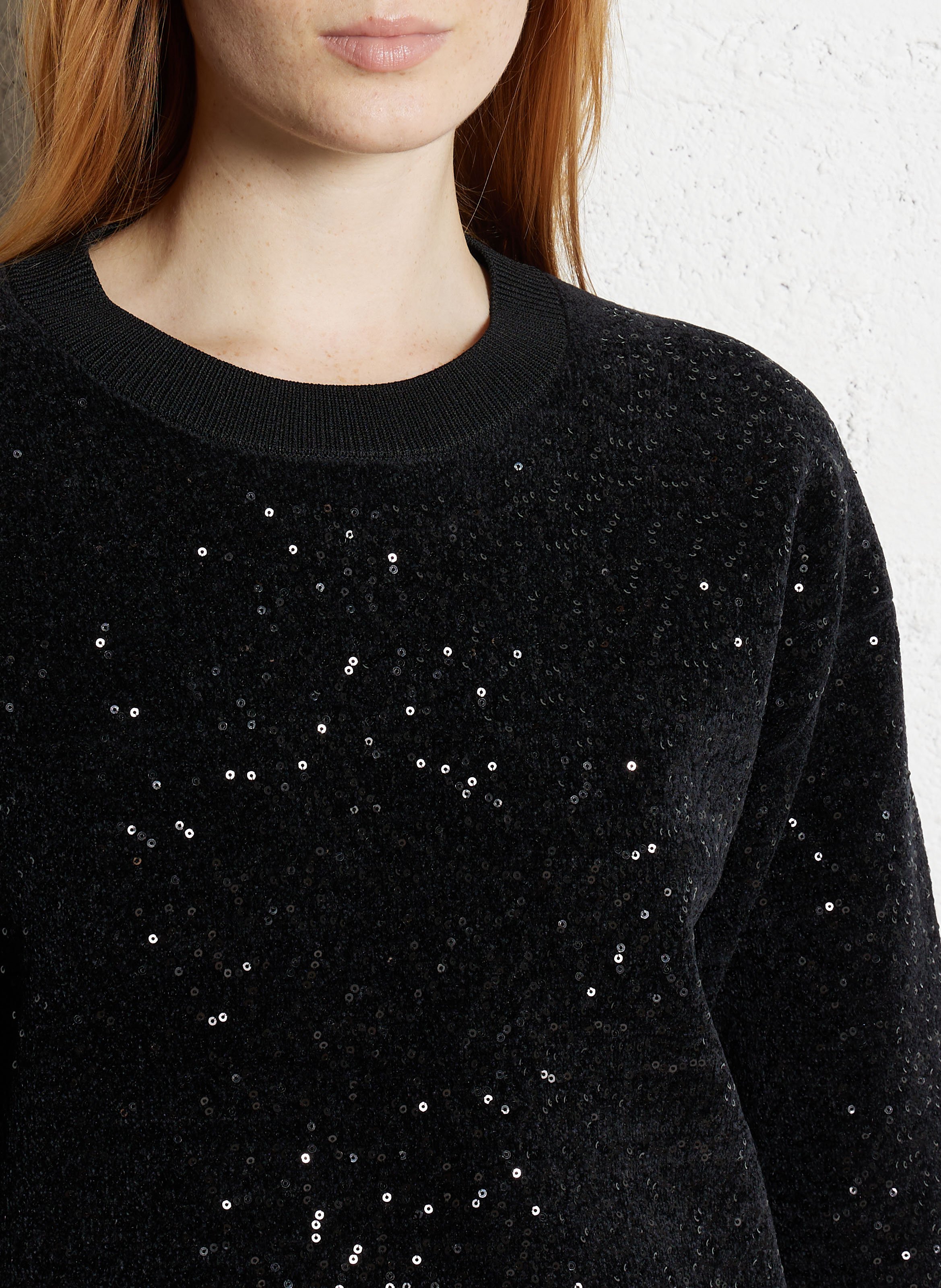 Short straight sequined dress with round neck MAISON 123 Black