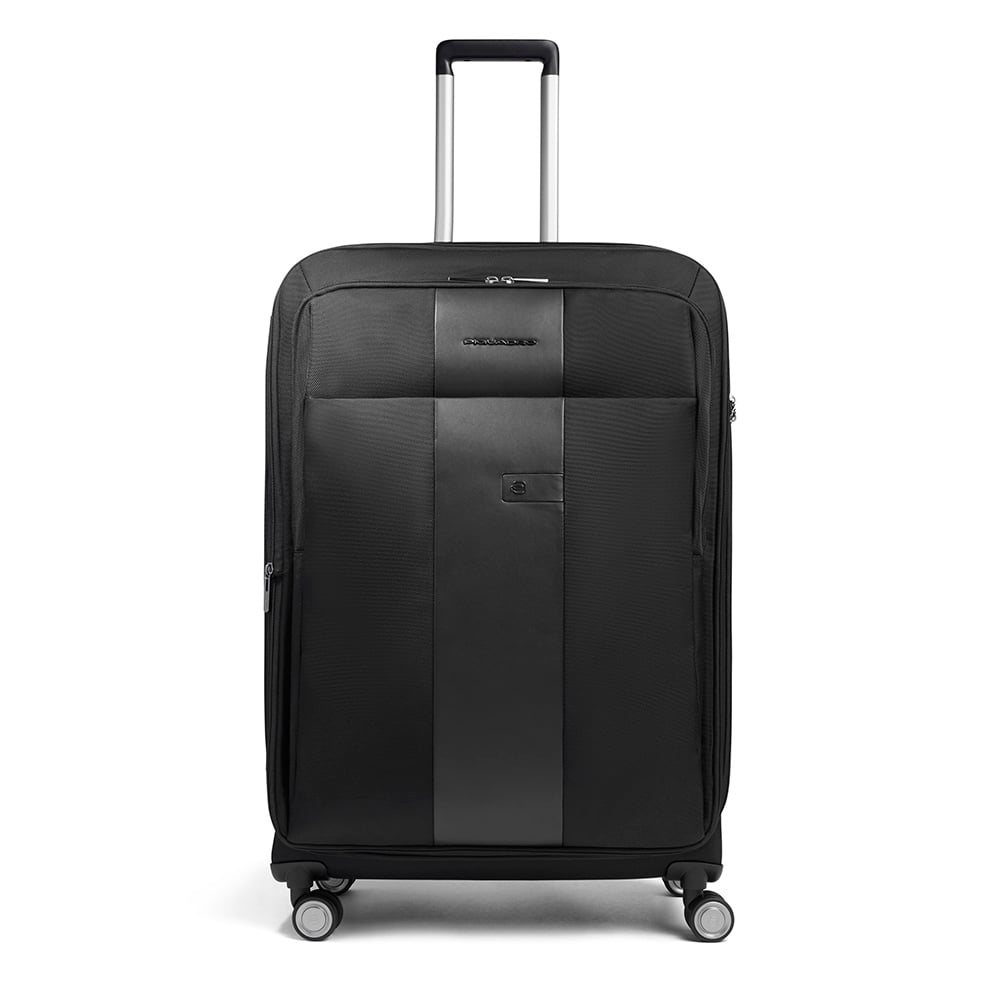 Large 4-wheel suitcase, expandable with shockproof protection and TSA lock PIQUADRO Black