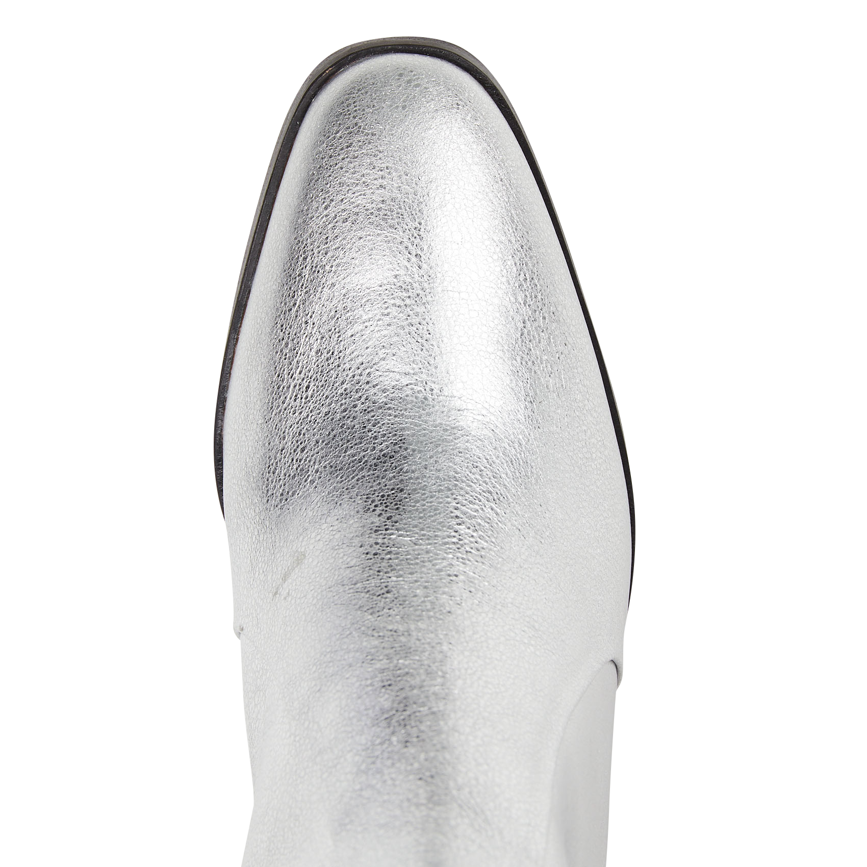 Effen leren enkellaarzen met textuur IKKS Zilver