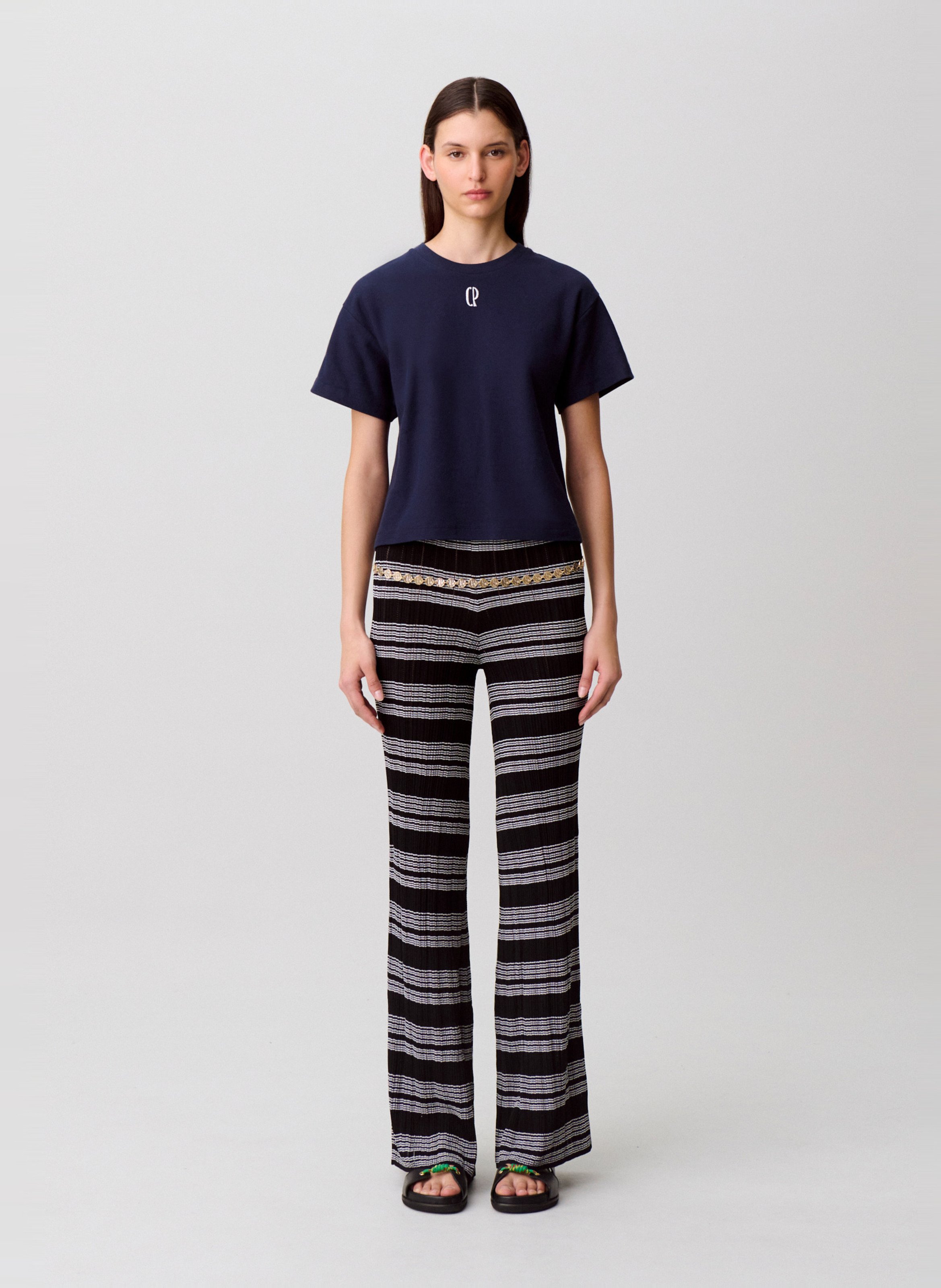 Tee-shirt col rond en coton CLAUDIE PIERLOT Bleu