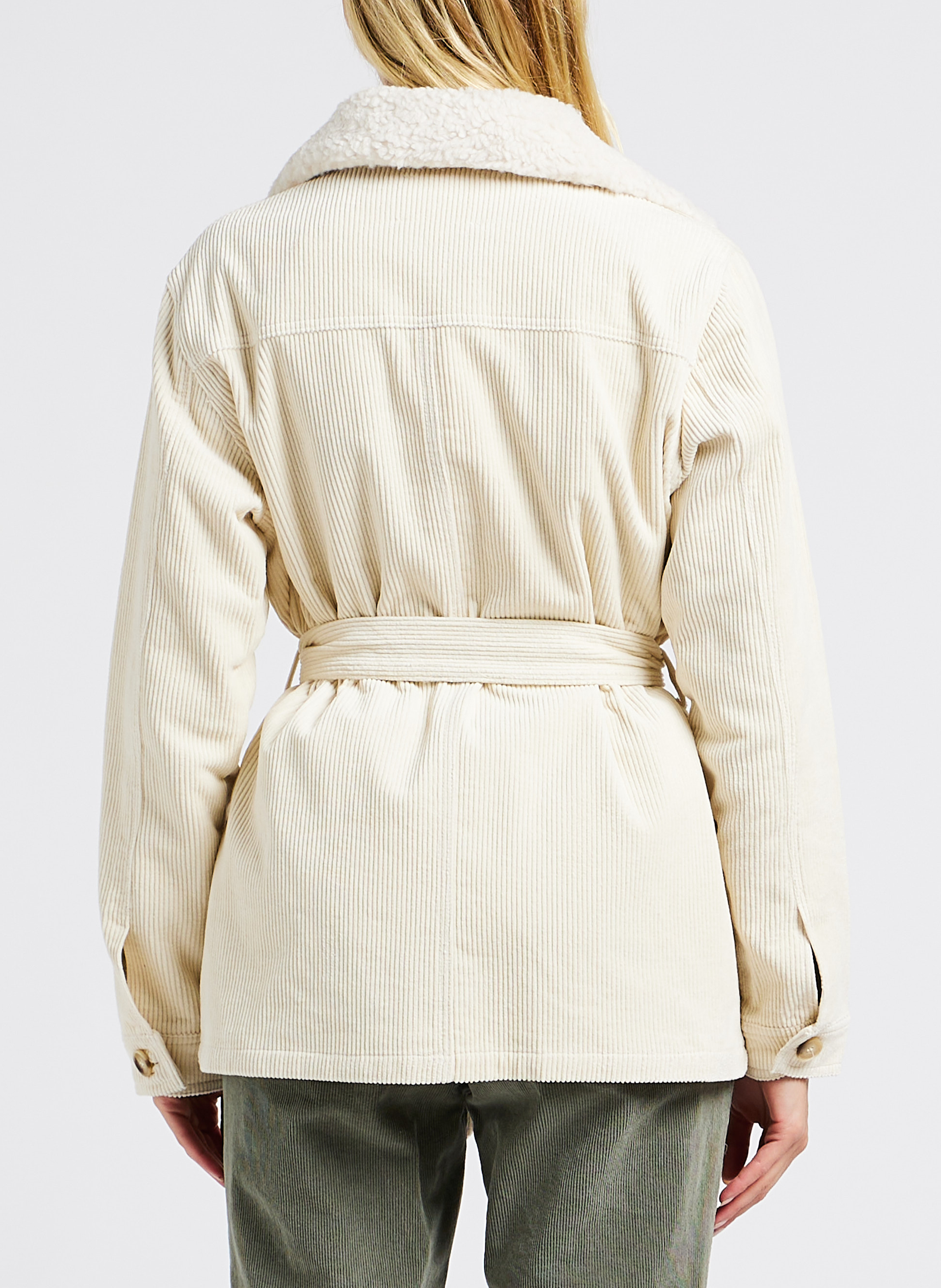 Veste col classique en coton de velours côtelé  GRACE ET MILA Blanc