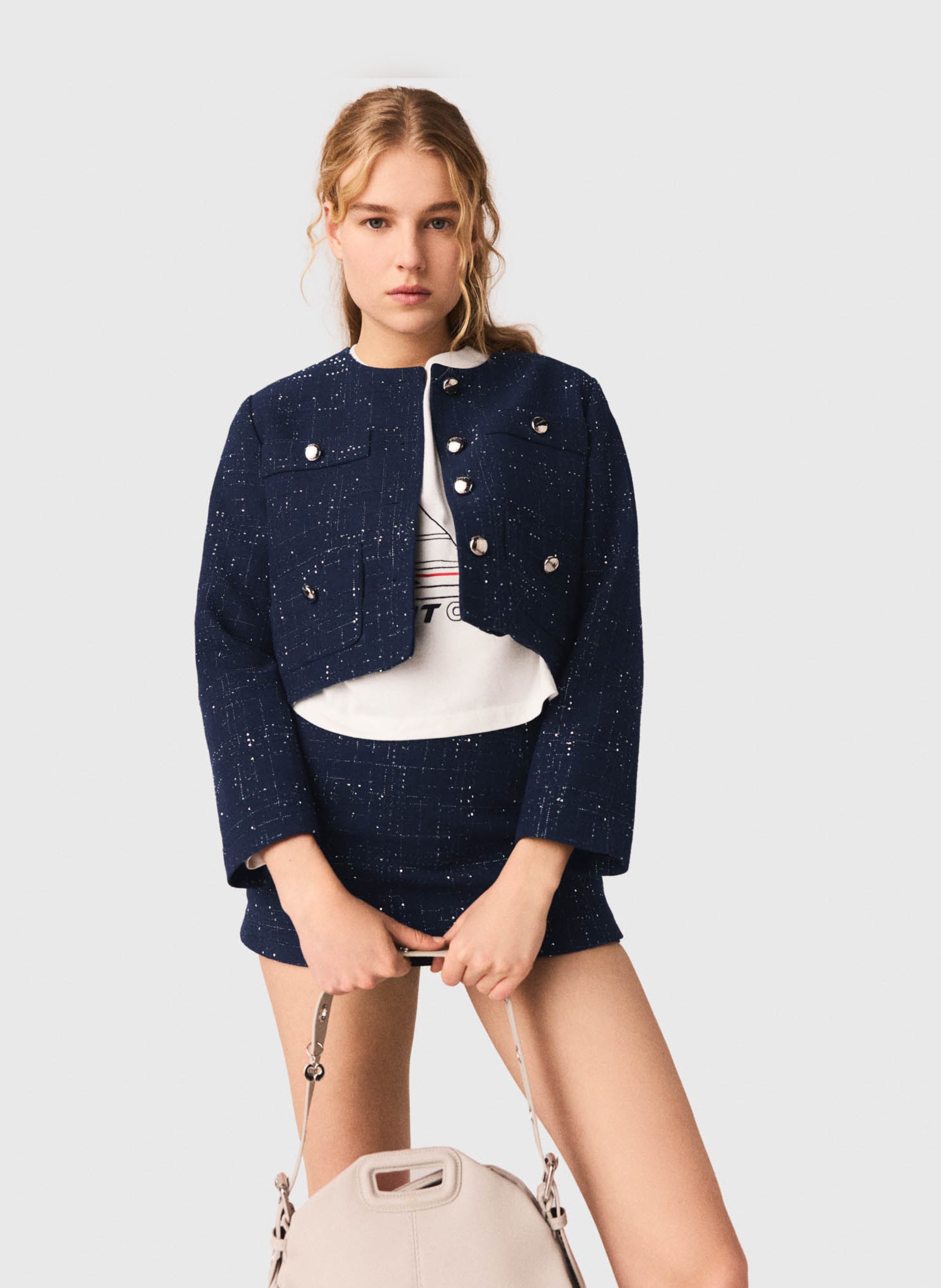 Veste col rond  MAJE Bleu