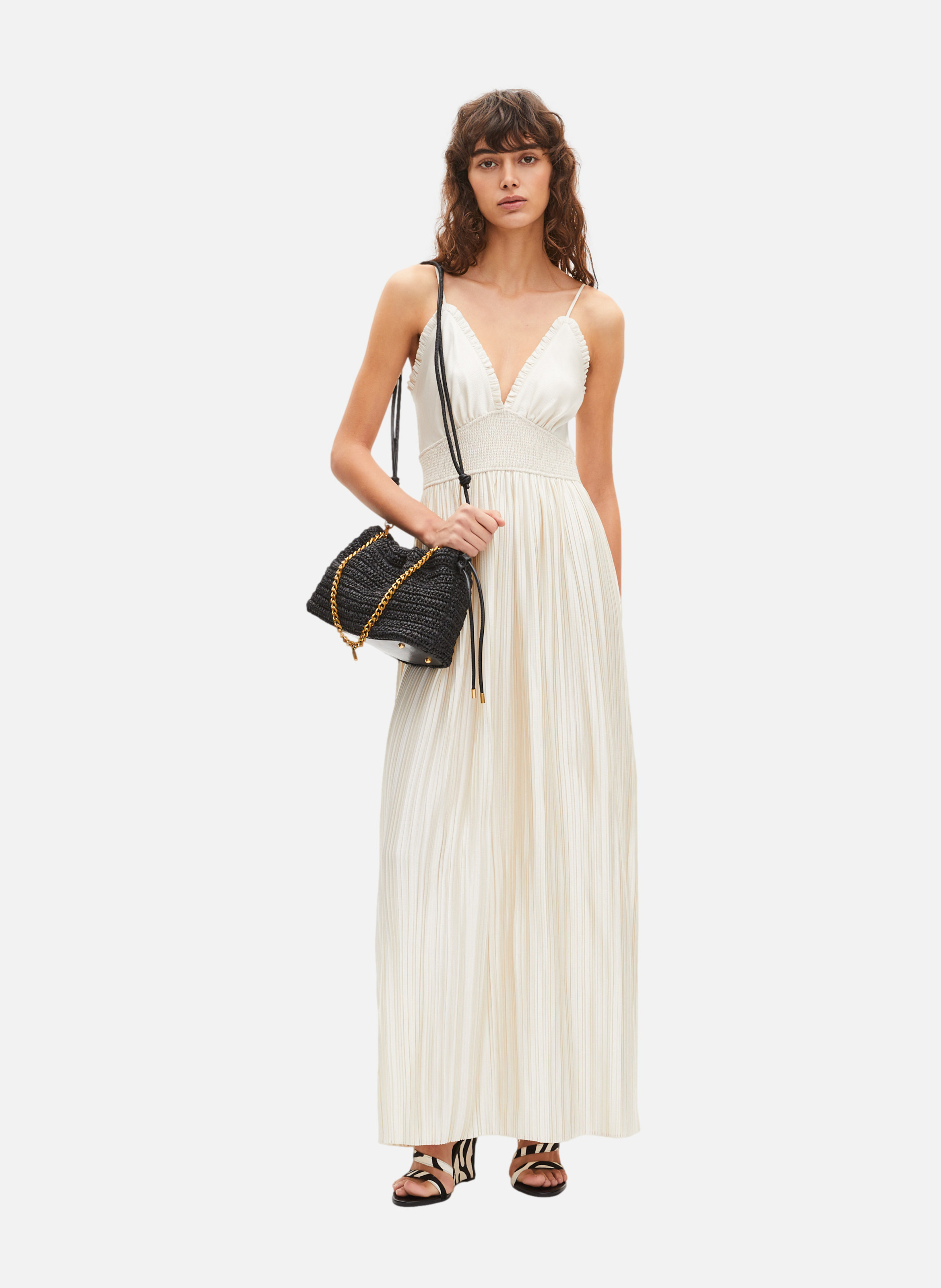 Long pleated dress THE KOOPLES Beige