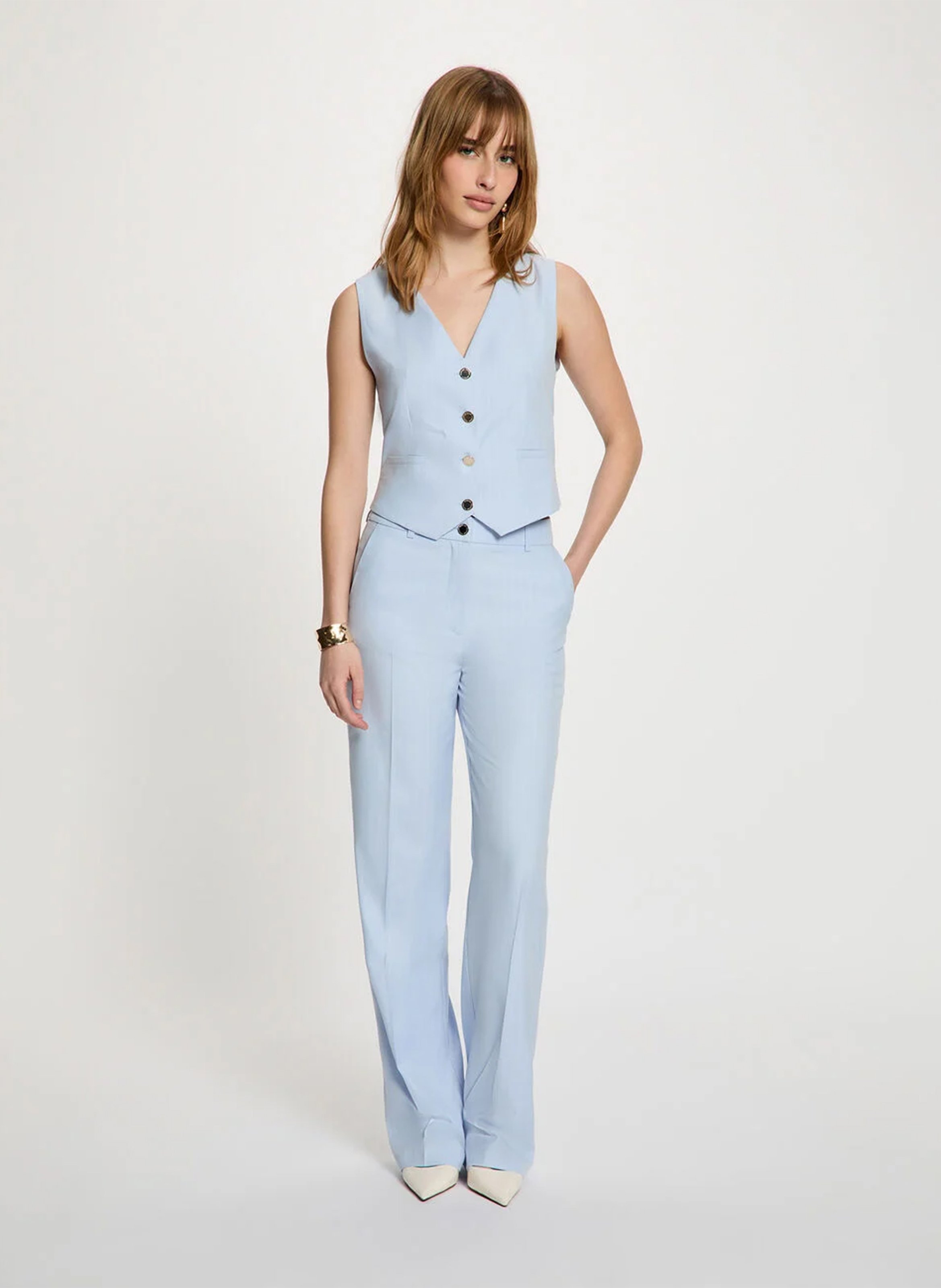 High-waisted straight-leg pants MORGAN Blue
