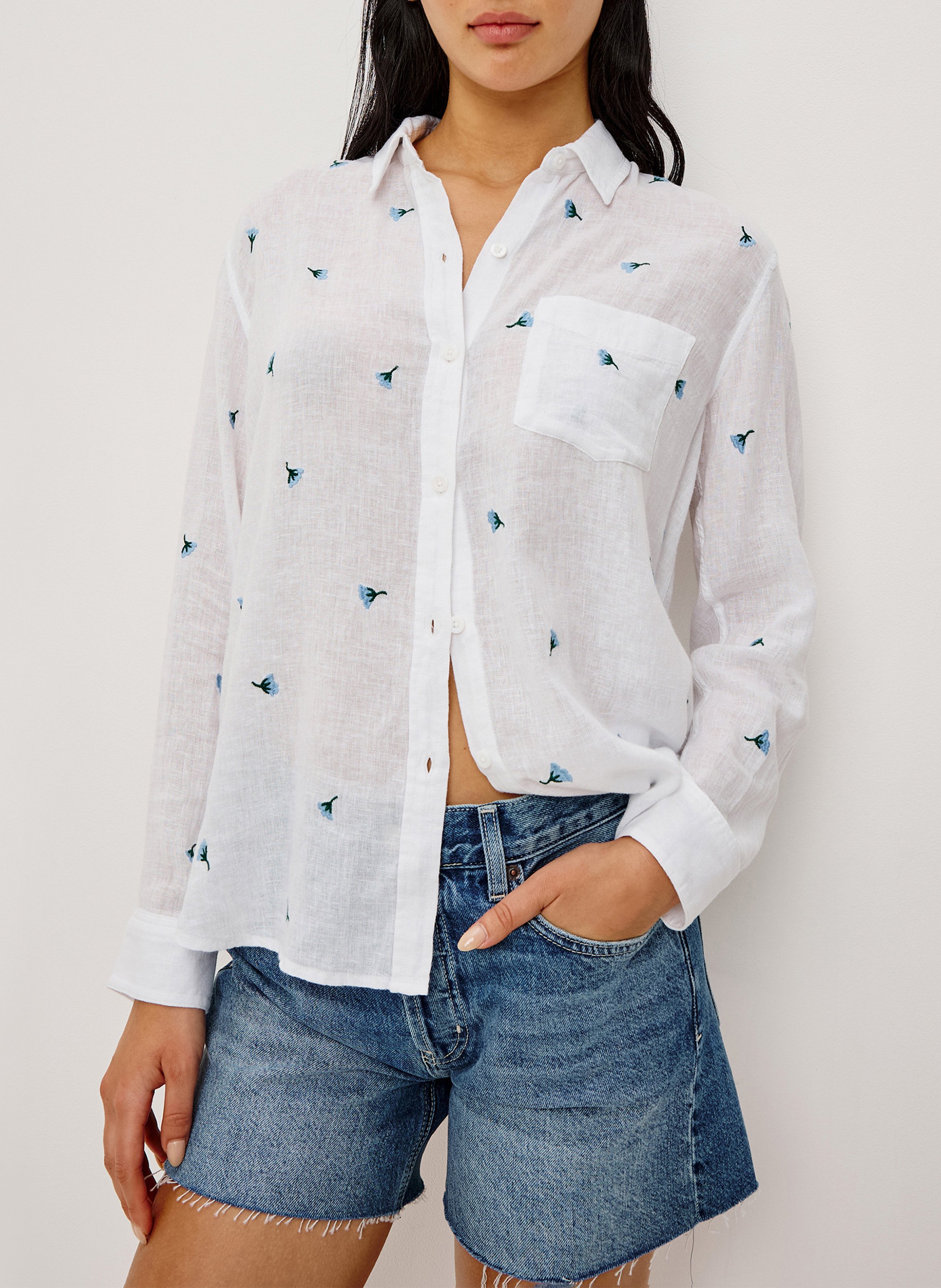 Striped linen blend shirt RAILS White