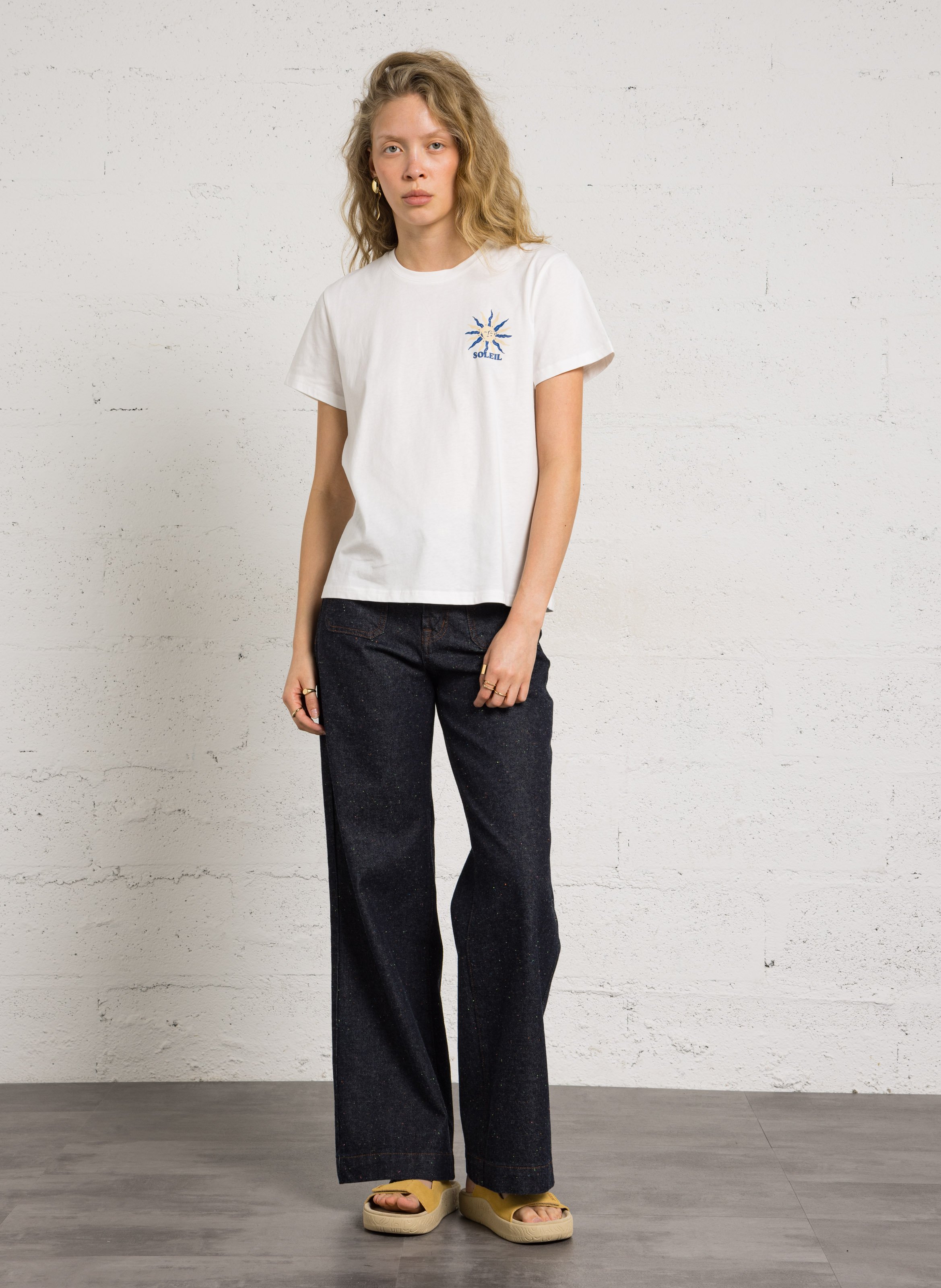 Recht T-shirt met ronde hals en zeefdruk LA PETITE ETOILE Beige