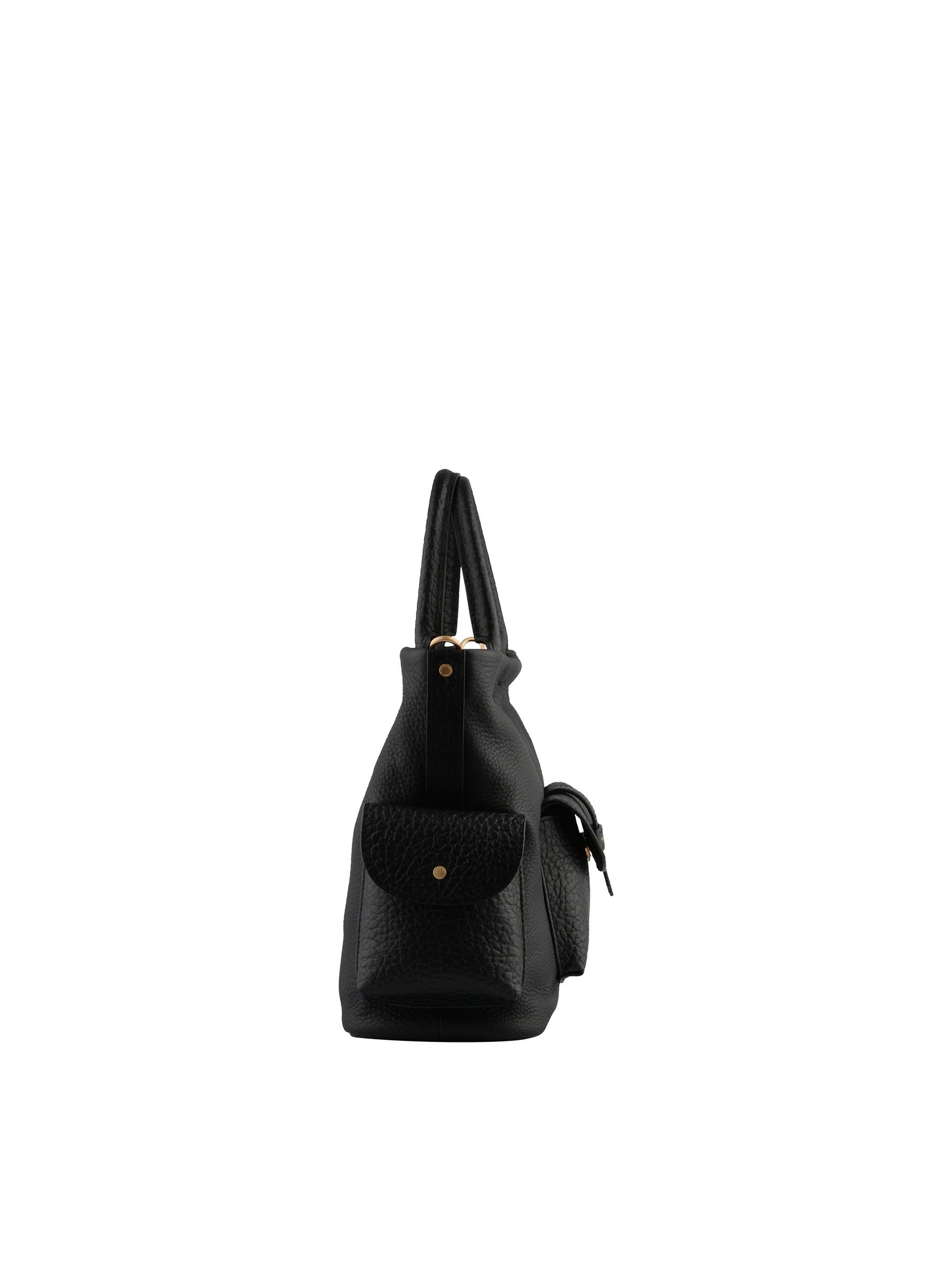 Calfskin leather handbag POURCHET Black