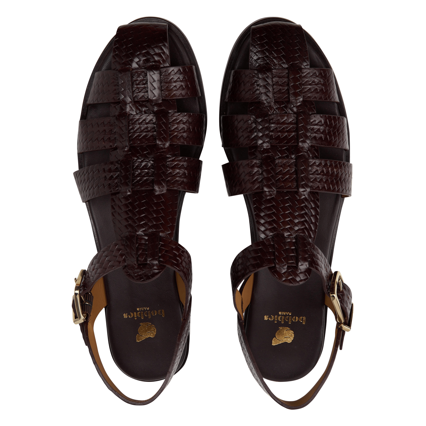 Sandales plates en cuir BOBBIES Marron