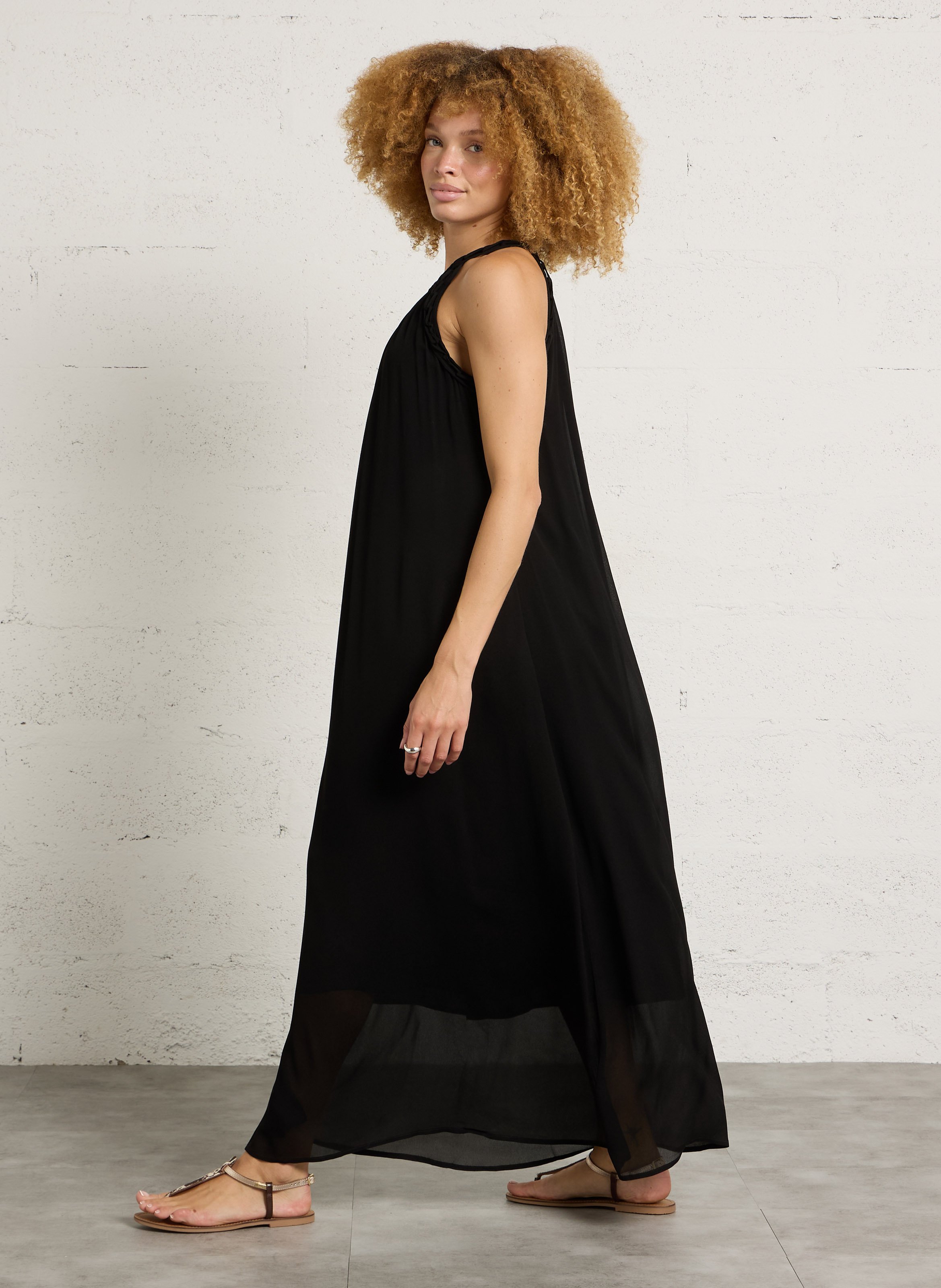 Loose-fit long dress THE KORNER Black
