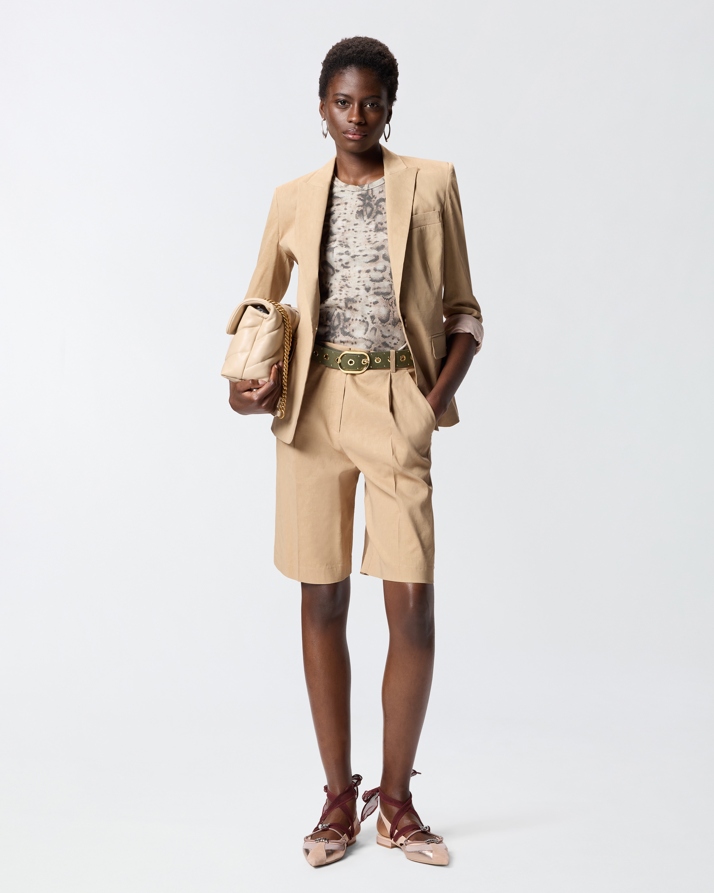 Linen-blend jacket Beige