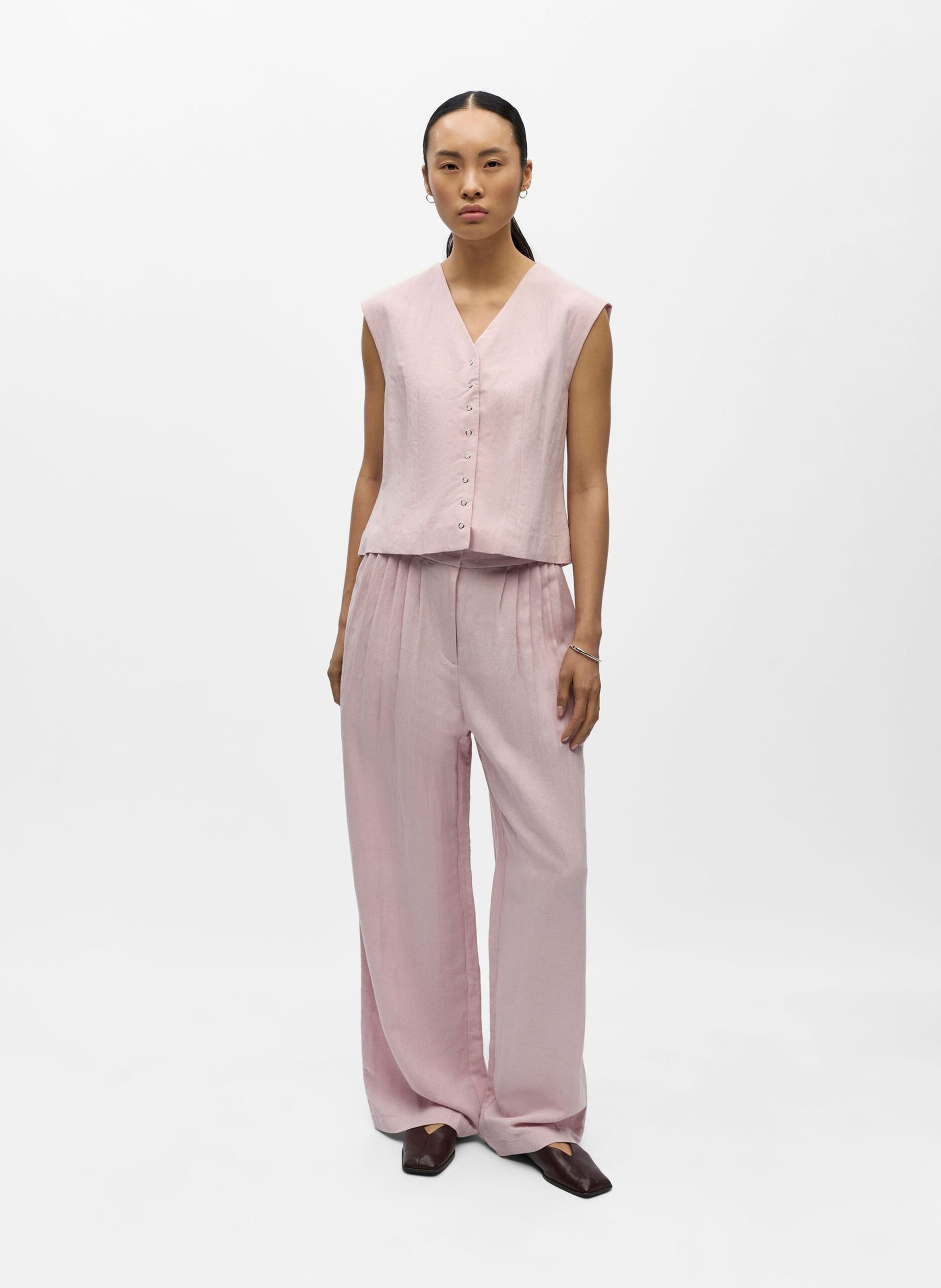 Fitted V-neck vest Pink