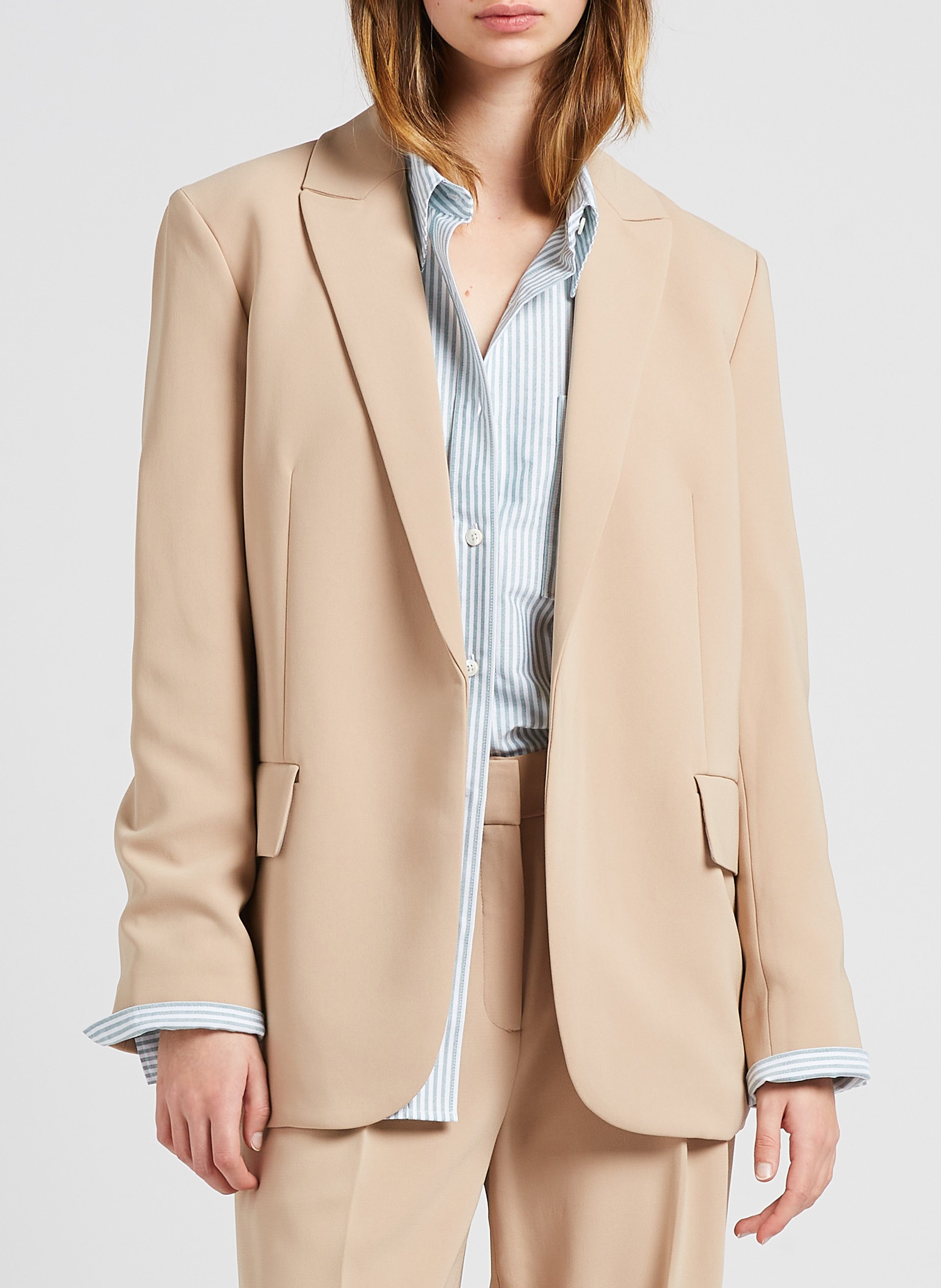 Veste tailleur ouverte en crêpe  THEORY Beige