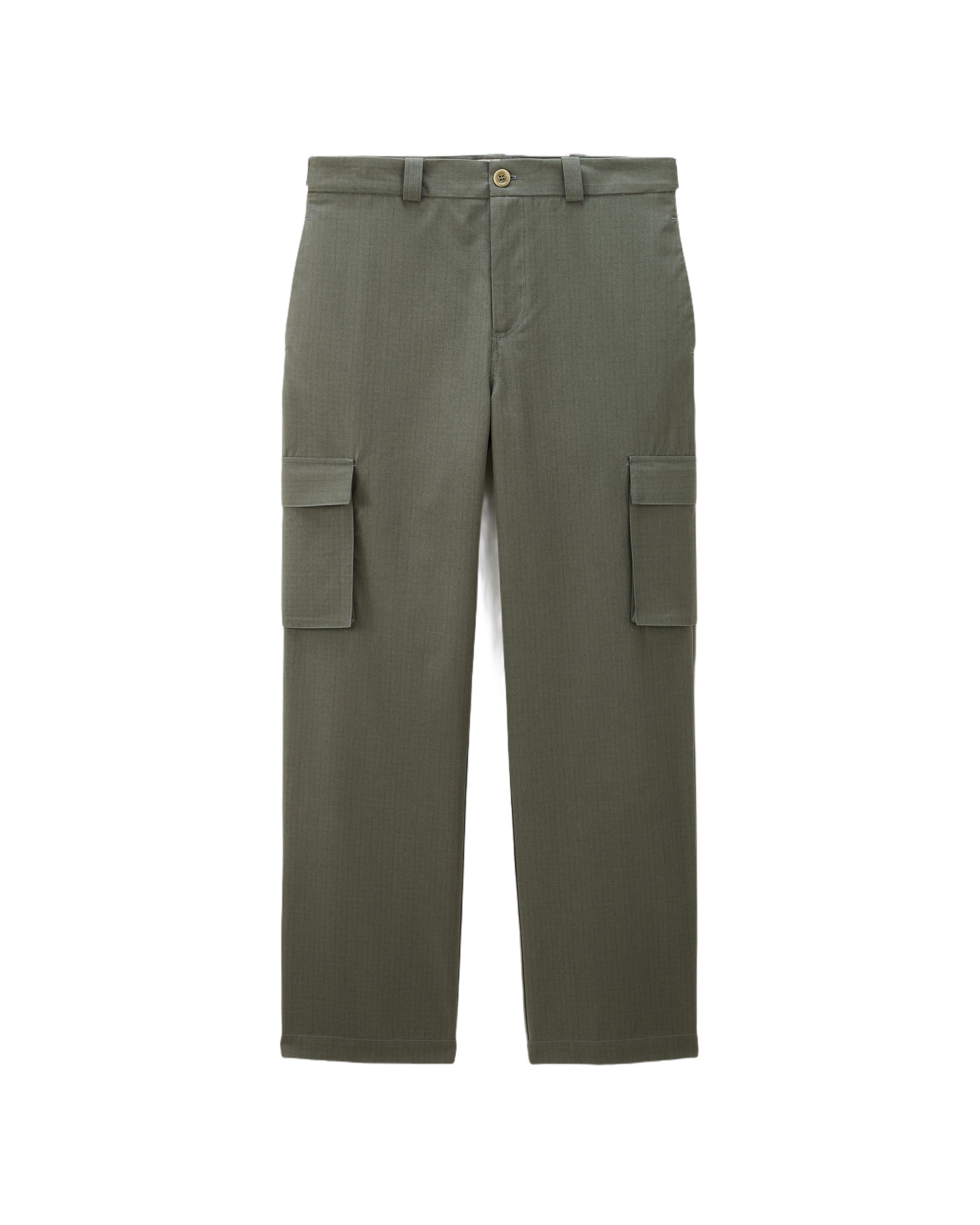 Wide military cargo army green pants Noyoco Green