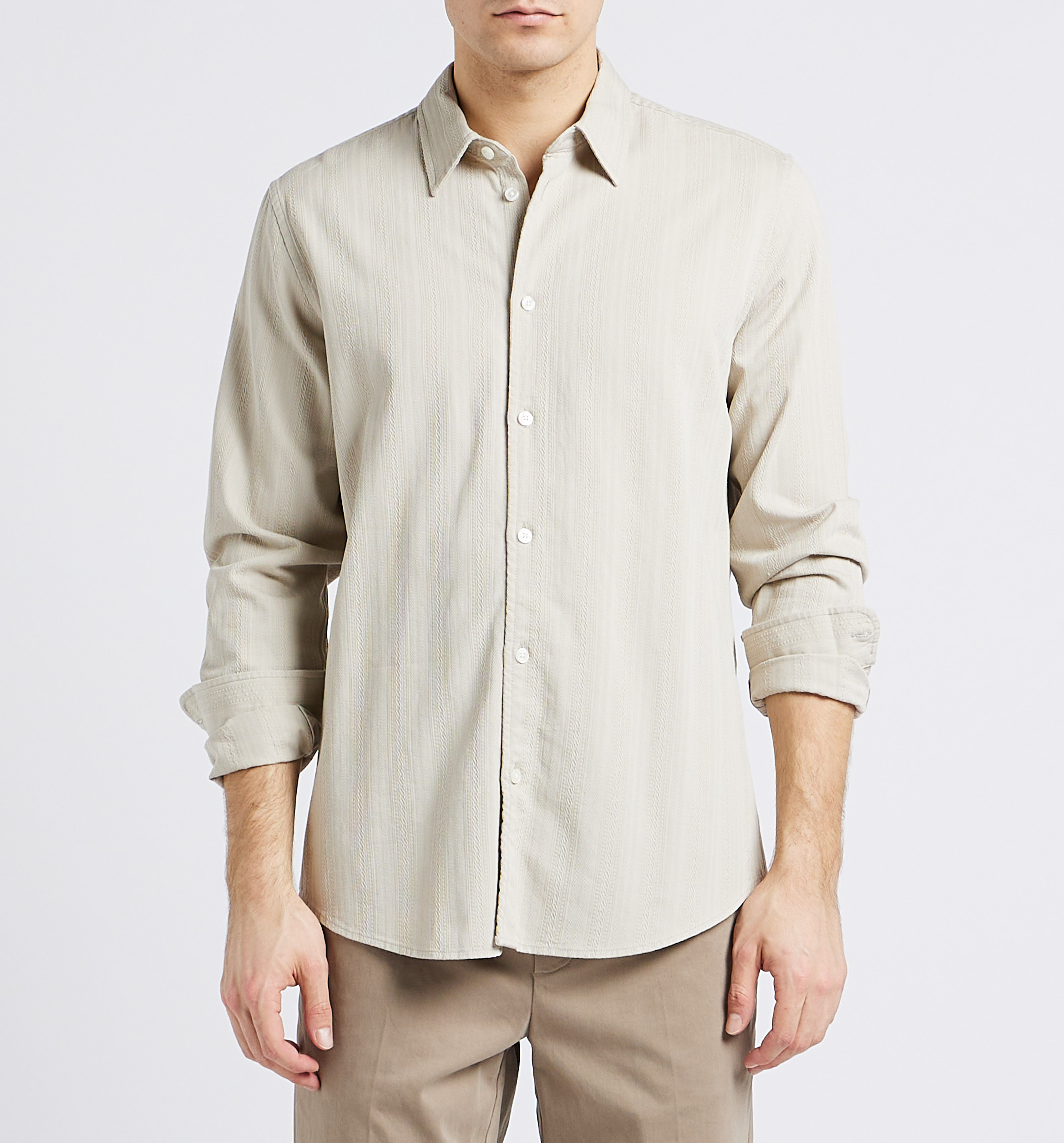 Regular-fit cotton-blend shirt with classic collar SAMSOE SAMSOE Beige