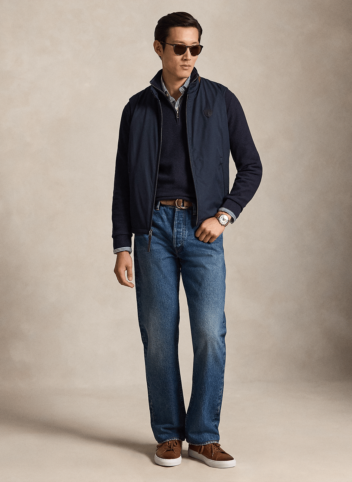 High-neck straight-cut cotton sweater POLO RALPH LAUREN Blue