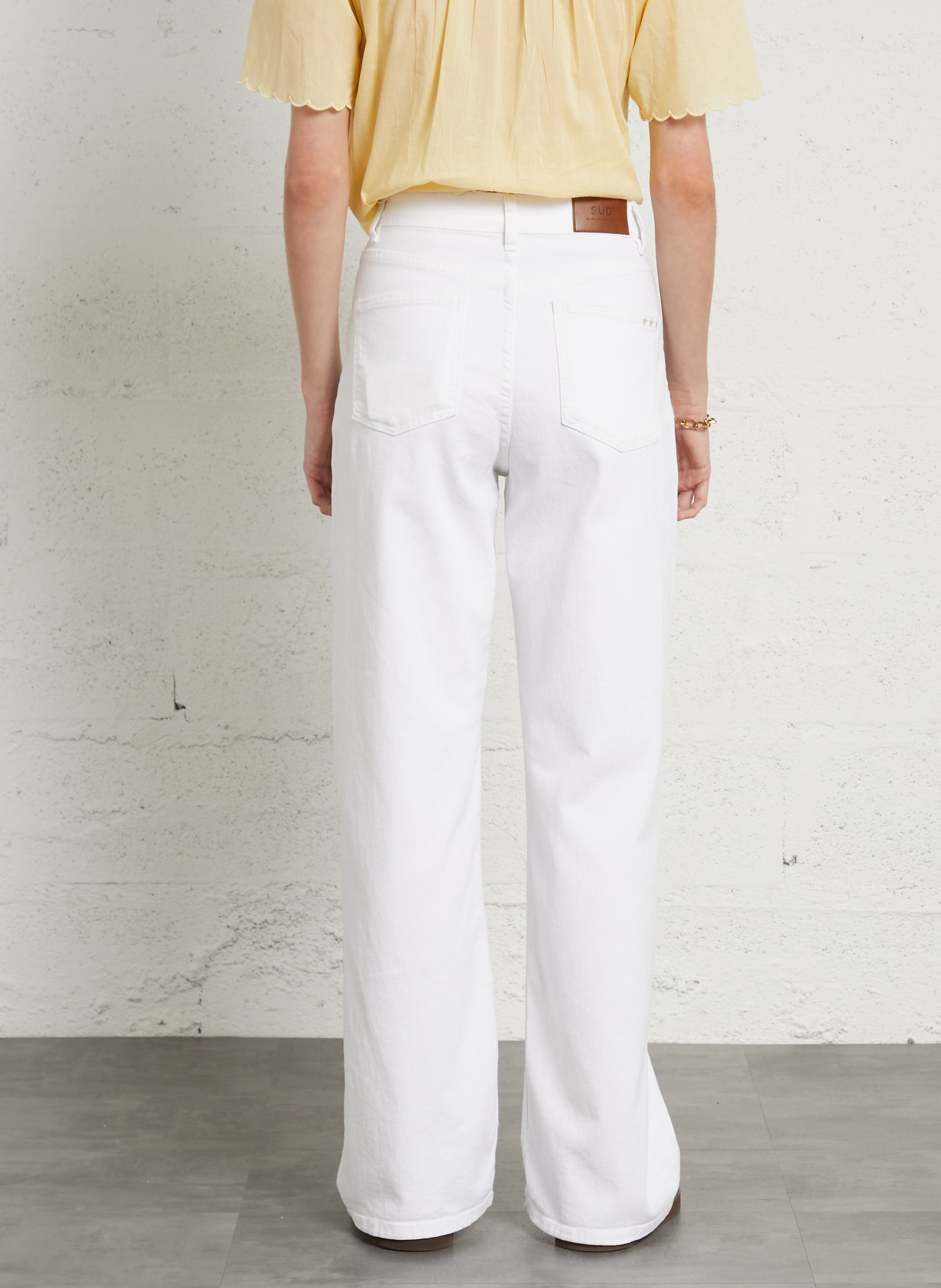 Cotton-blend wide-leg jeans SUD EXPRESS White