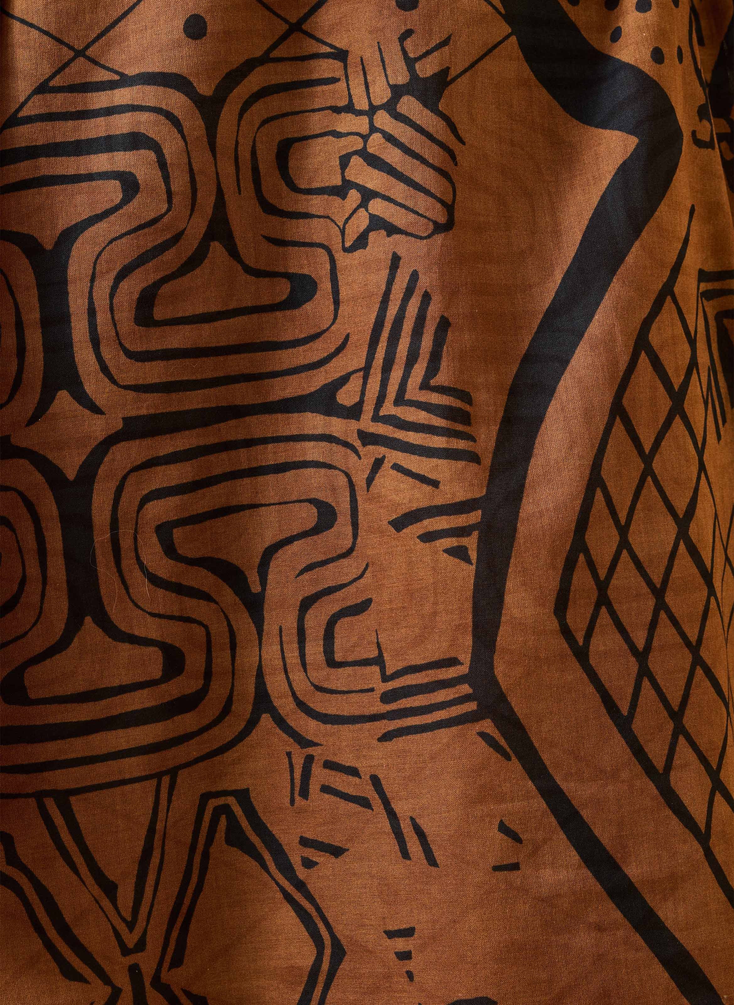 Midi-Kleid mit Mao-Kragen aus Baumwolle LA FEE MARABOUTEE Braun