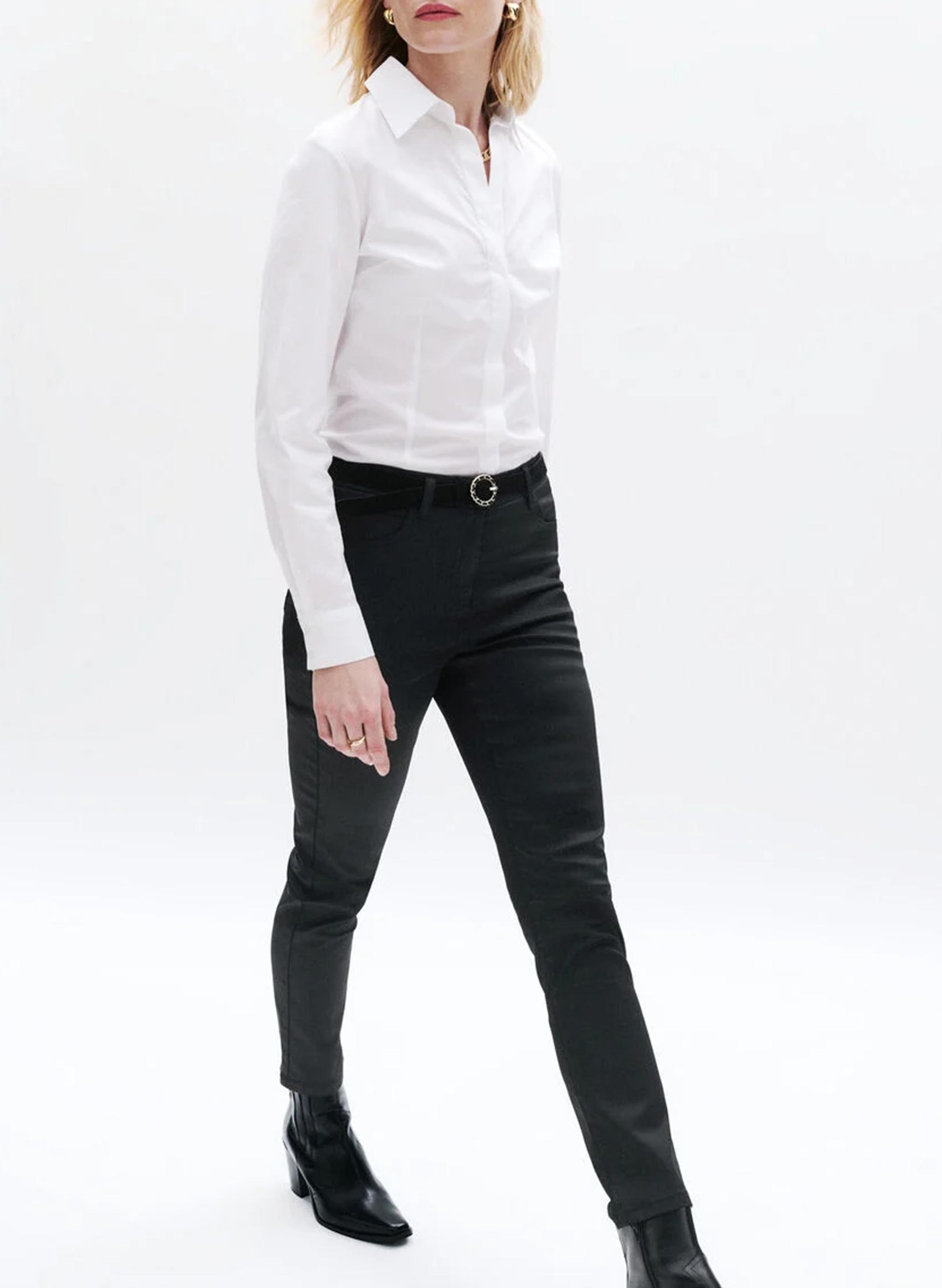 Slimfit-Hose aus Baumwoll-Mix in beschichteter Optik CAROLL Schwarz