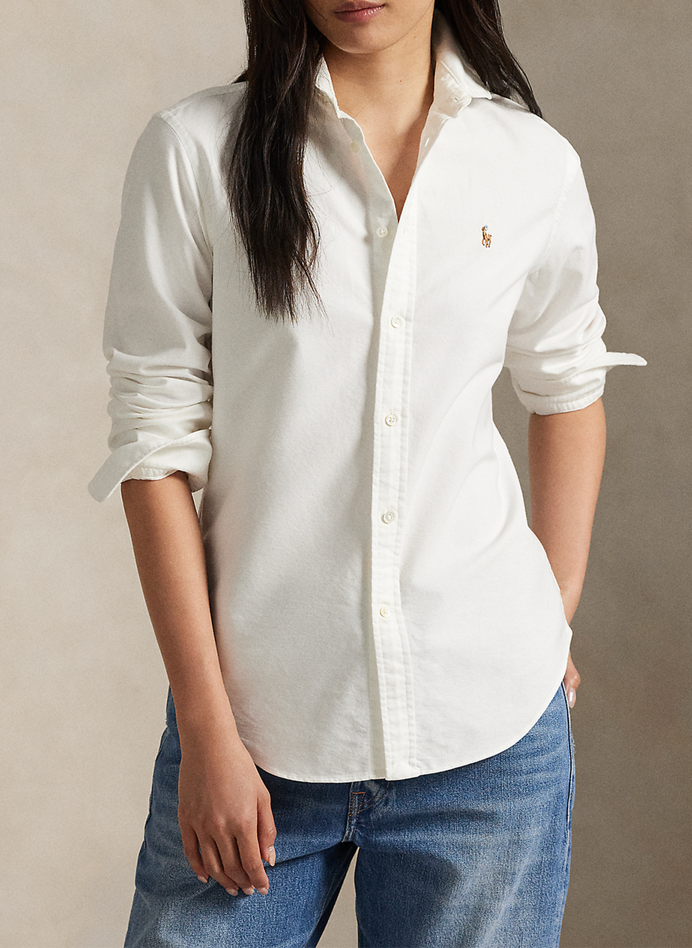 Striped cotton shirt with classic collar POLO RALPH LAUREN White
