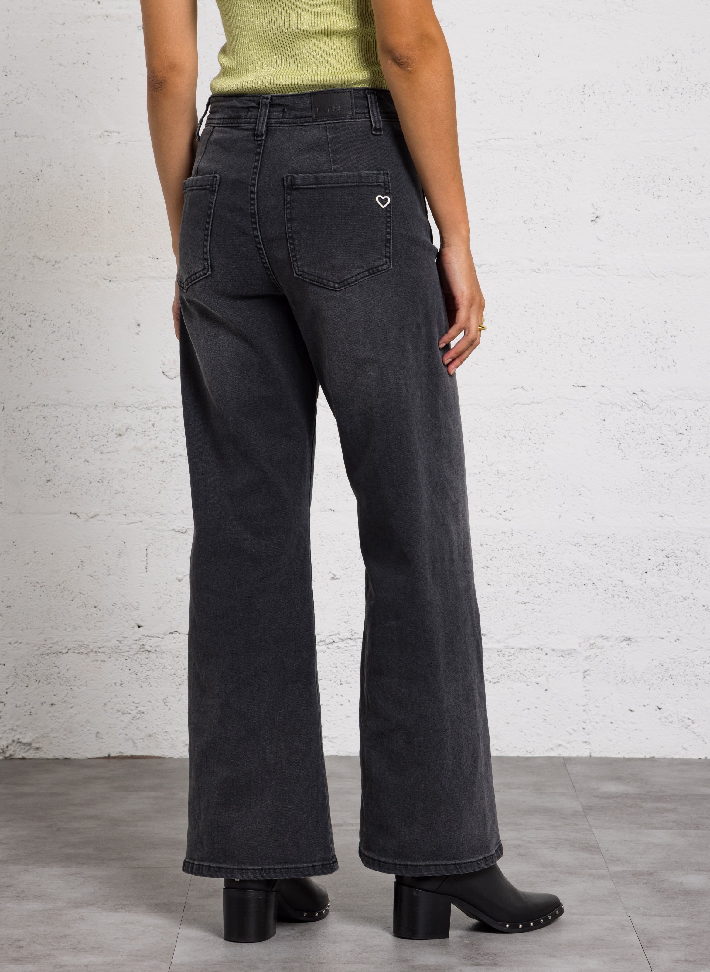 High-rise flared cotton-blend jeans PLEASE Black