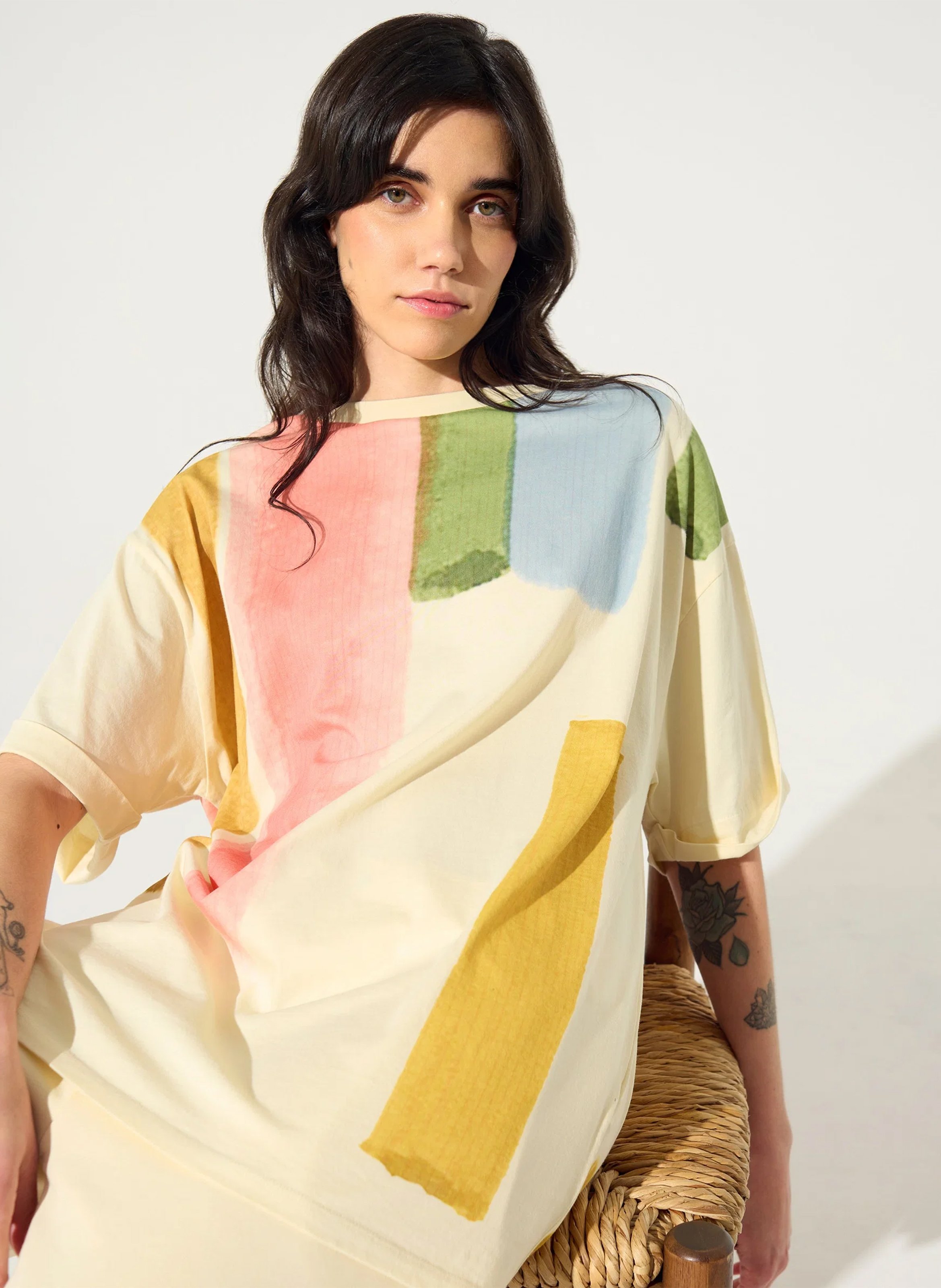 Bedrucktes Longsleeve aus Bio-Baumwolle COTELAC ACOTE Beige
