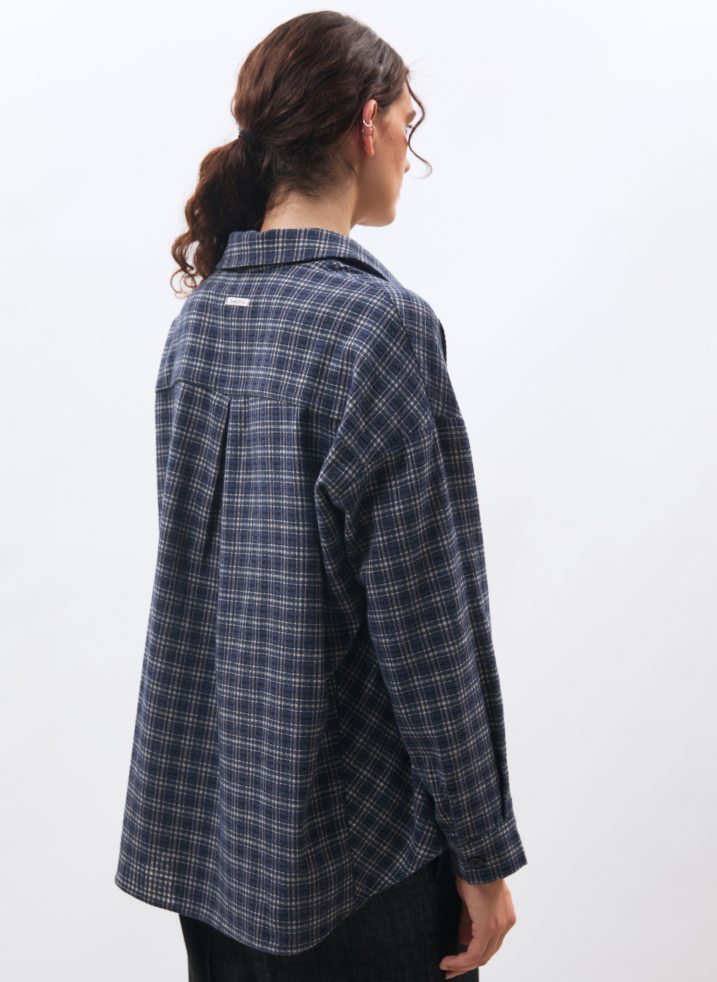 Karierte Oversize-Bluse HUMILITY Blau