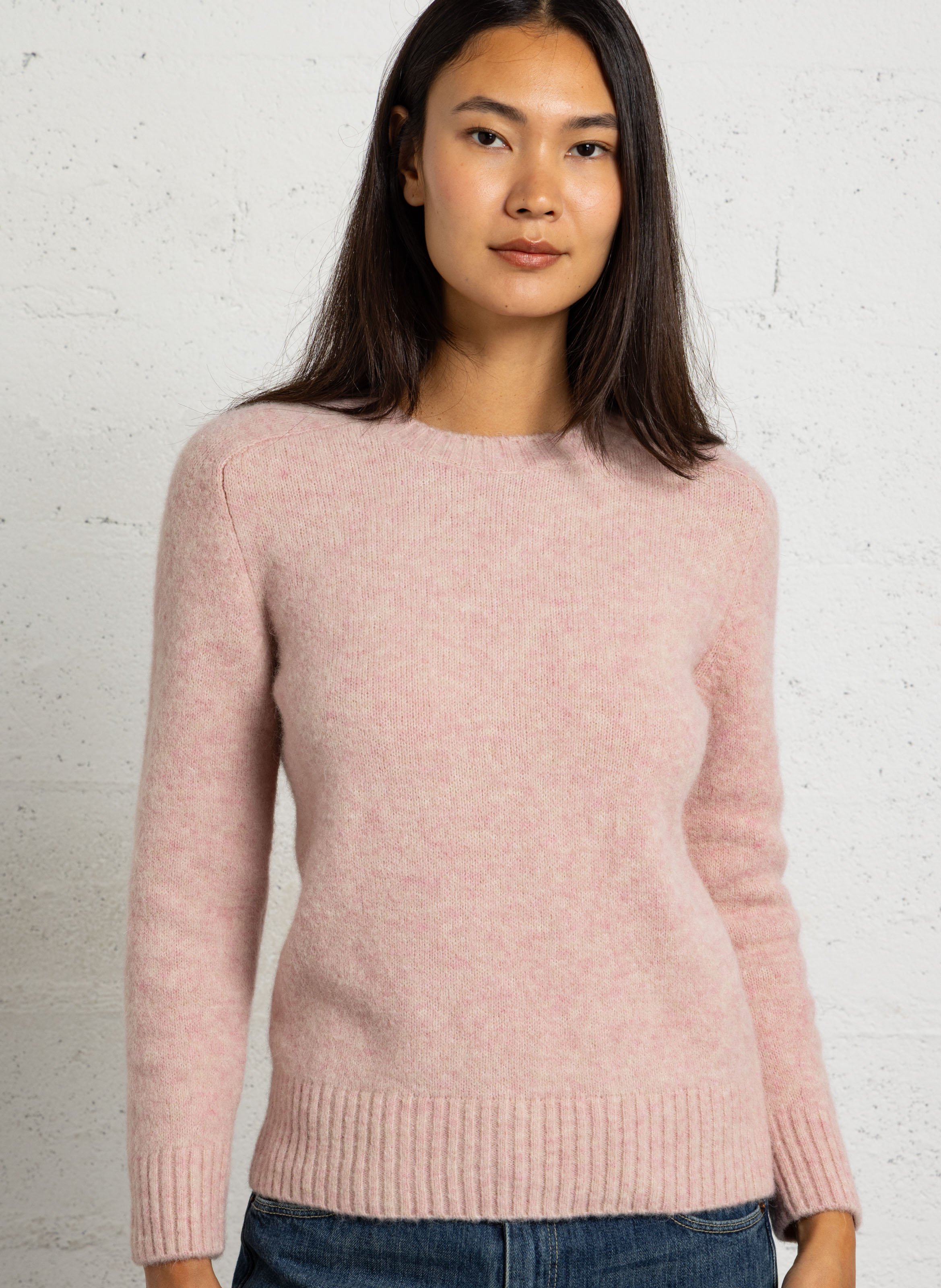 Oversize round-neck knit sweater SOEUR Pink