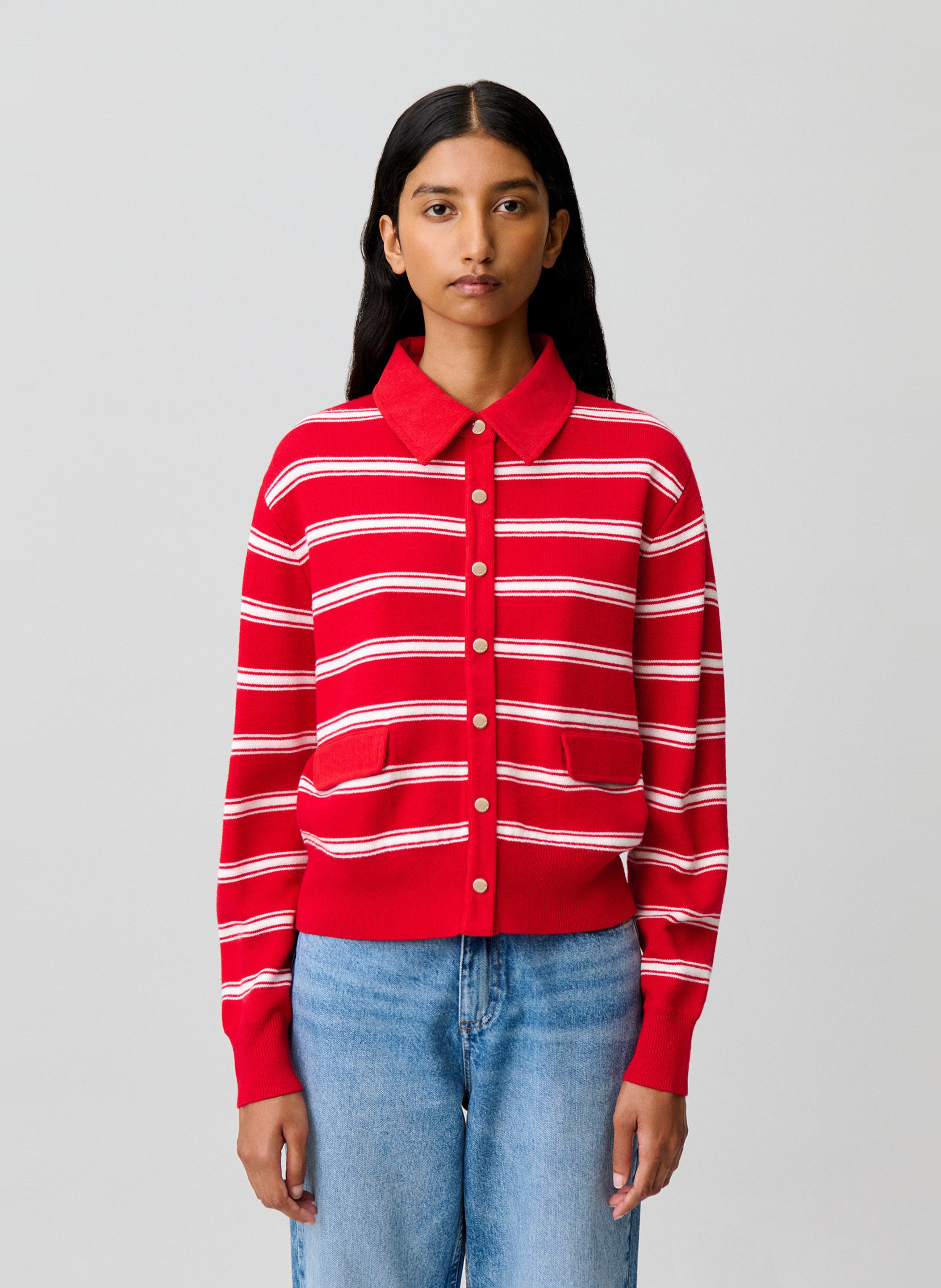Cardigan col classique à rayures CLAUDIE PIERLOT