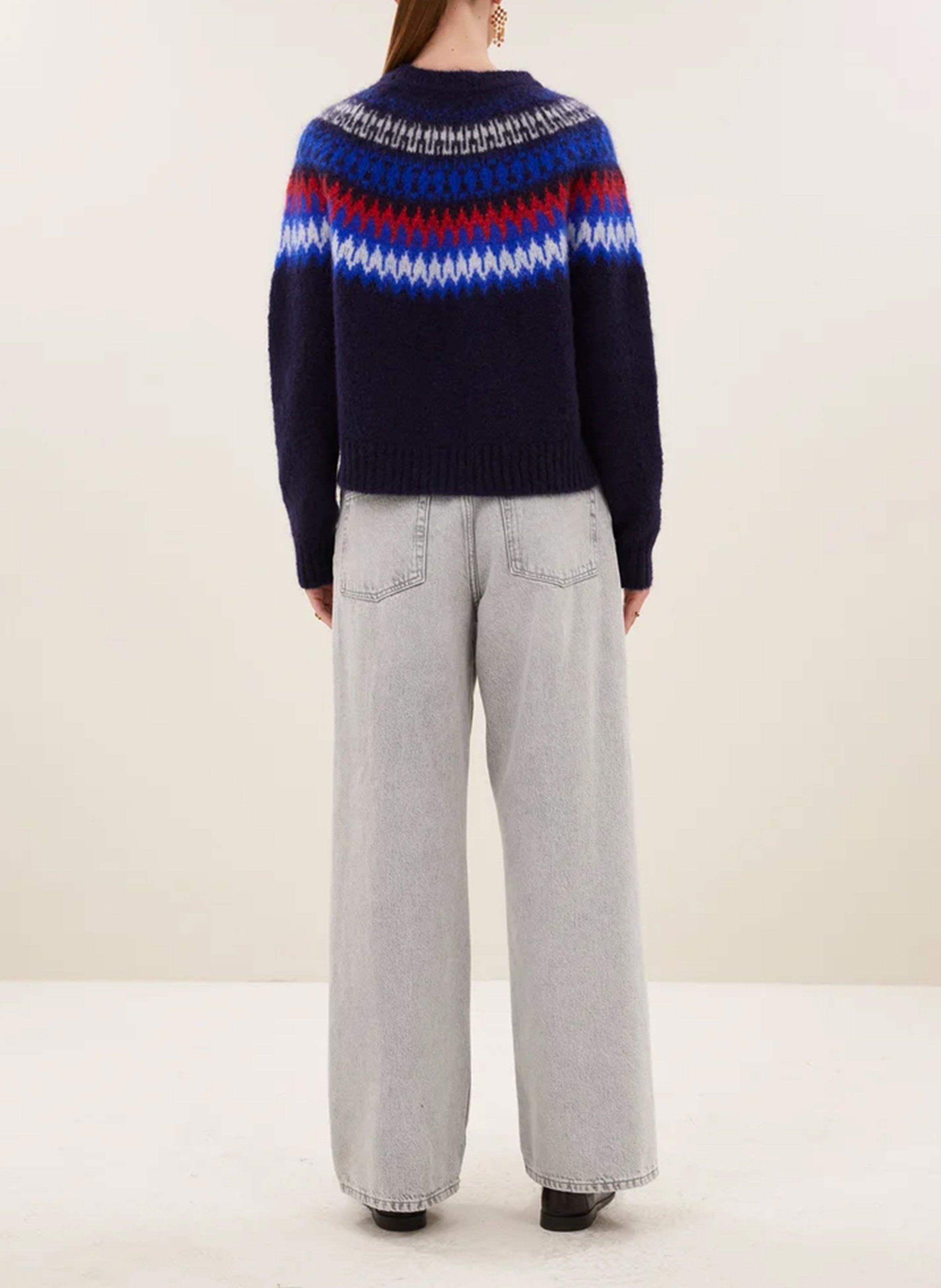 Pull droit à motifs en laine mélangée BY BAR Blauw