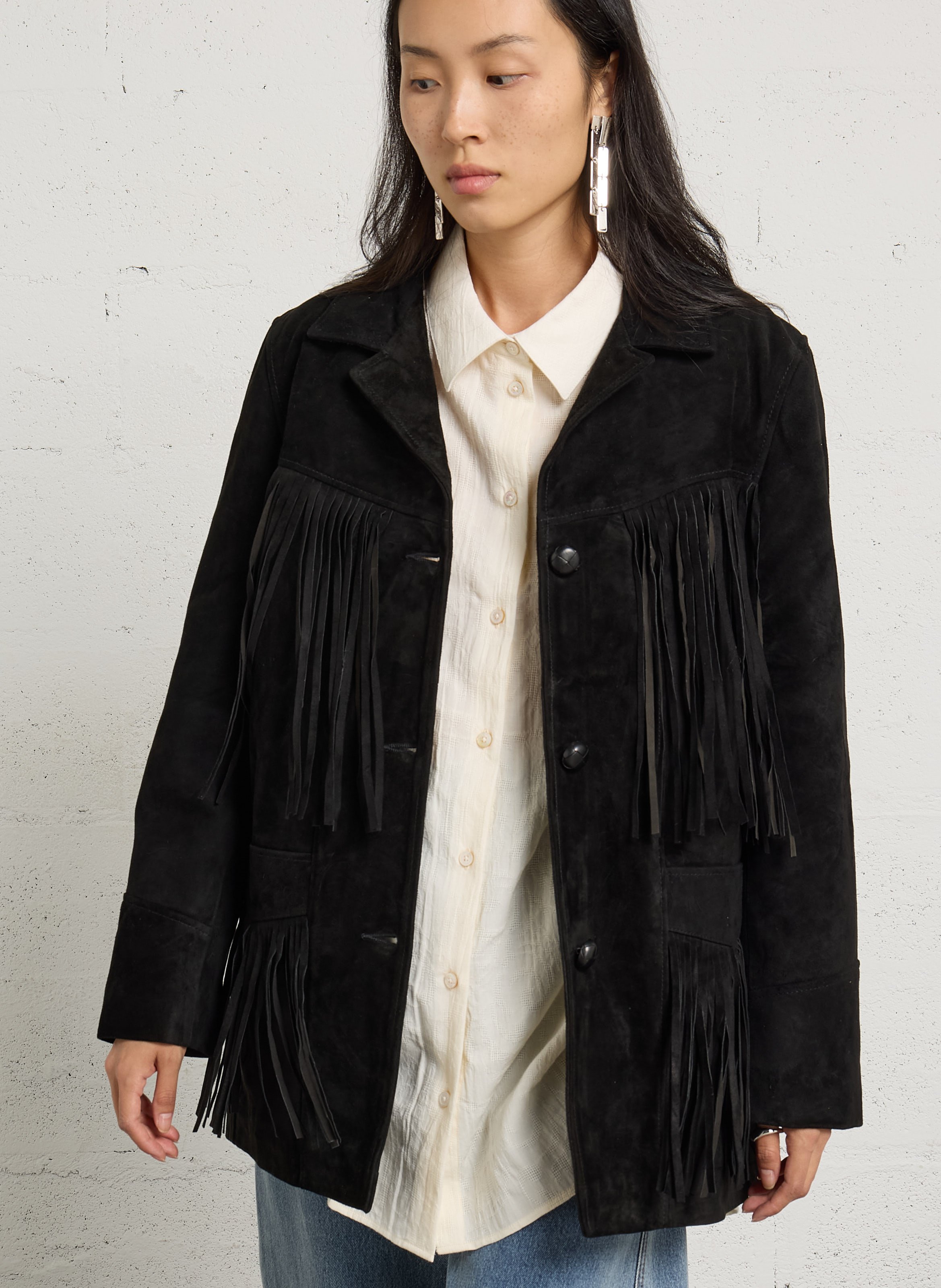 Straight suede fringed jacket SCHOTT